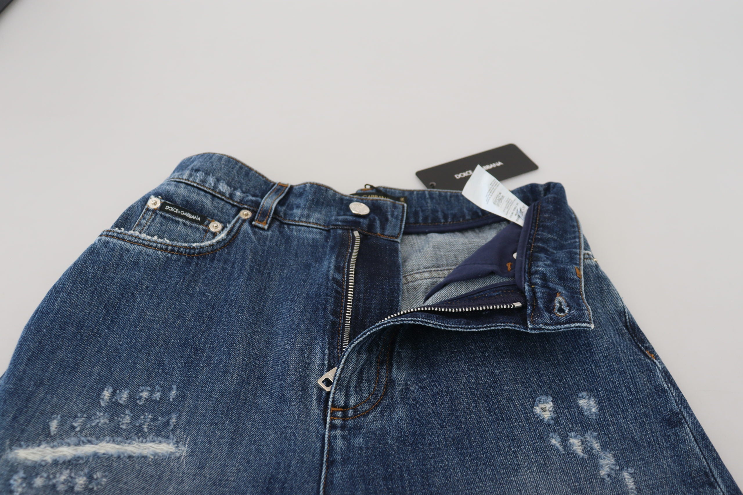 Dolce & Gabbana blue, washed, ripped denim jeans made of cotton-4