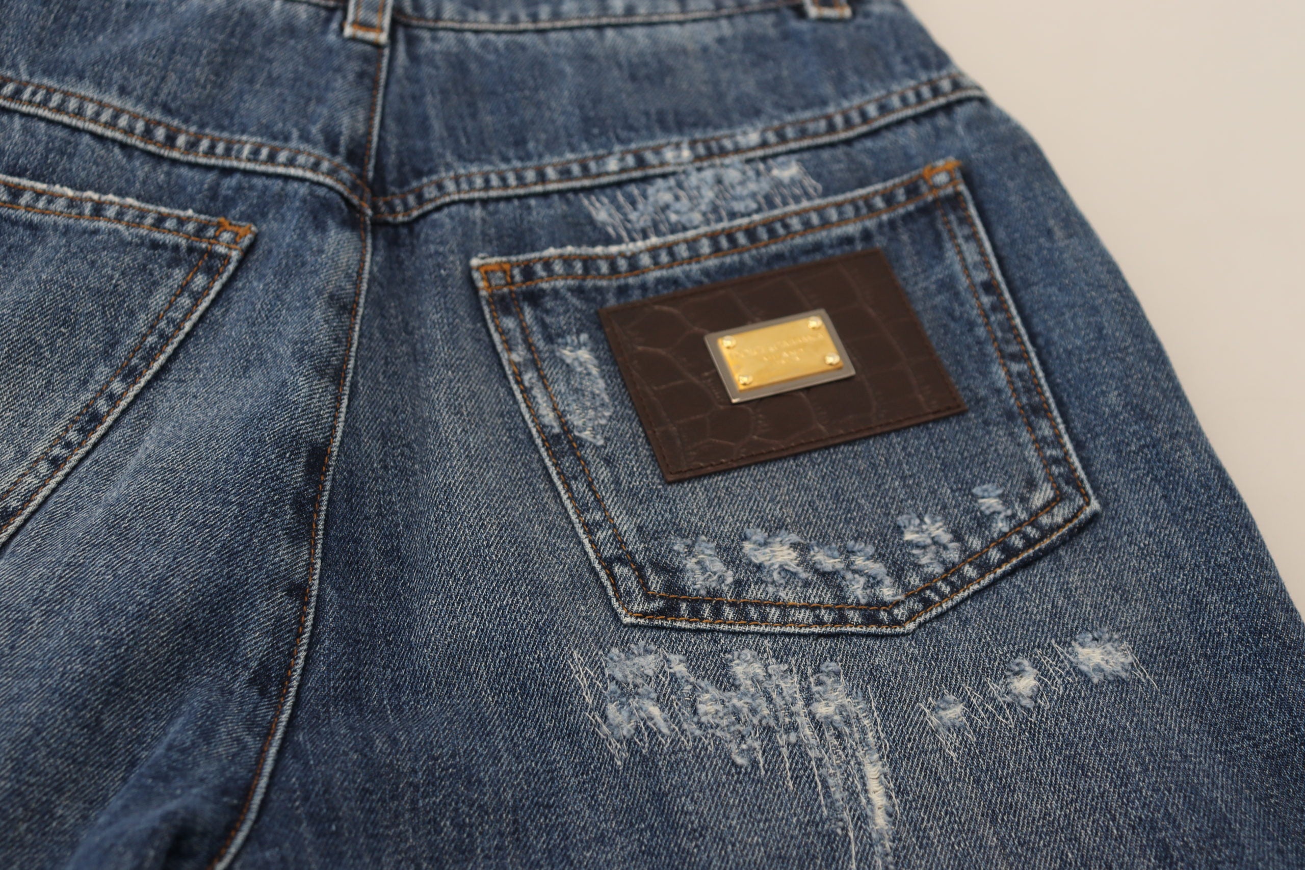 Dolce & Gabbana blue, washed, ripped denim jeans made of cotton-6