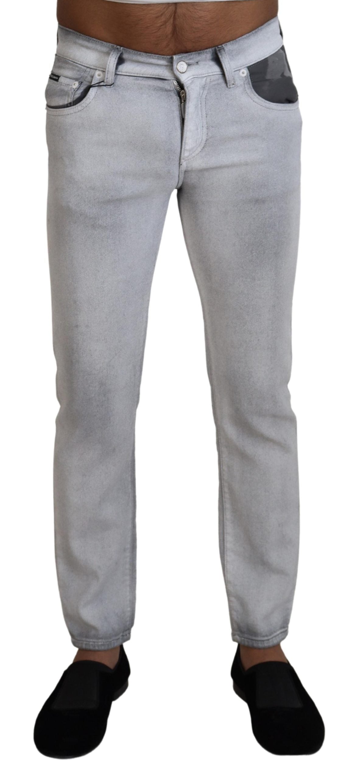 Dolce & Gabbana Grey Washed Skinny Denim Jeans for Men