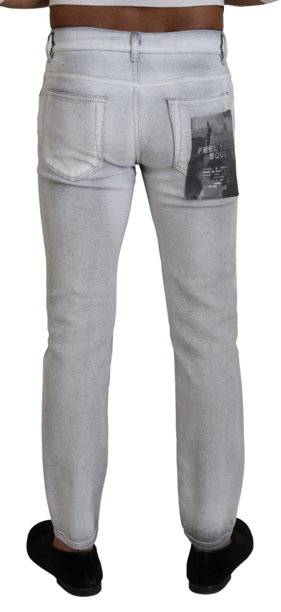 Dolce & Gabbana Grey Washed Skinny Denim Jeans for Men-3