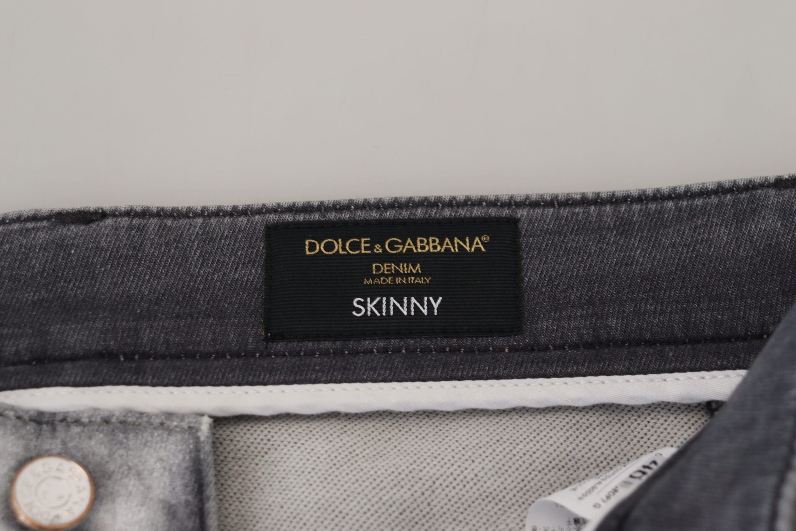 Dolce & Gabbana Grey Washed Skinny Denim Jeans for Men-5