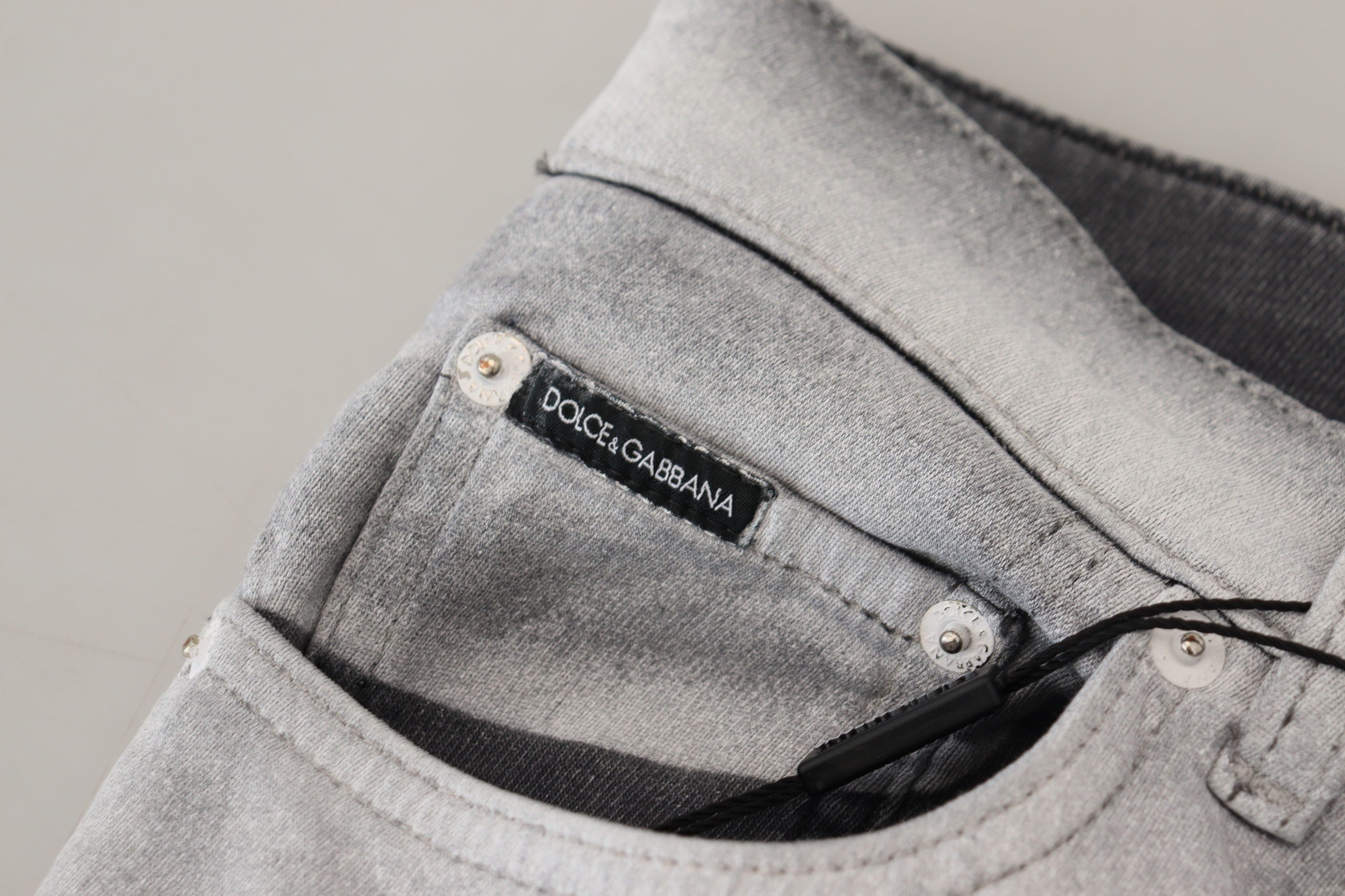 Dolce & Gabbana Grey Washed Skinny Denim Jeans for Men-6