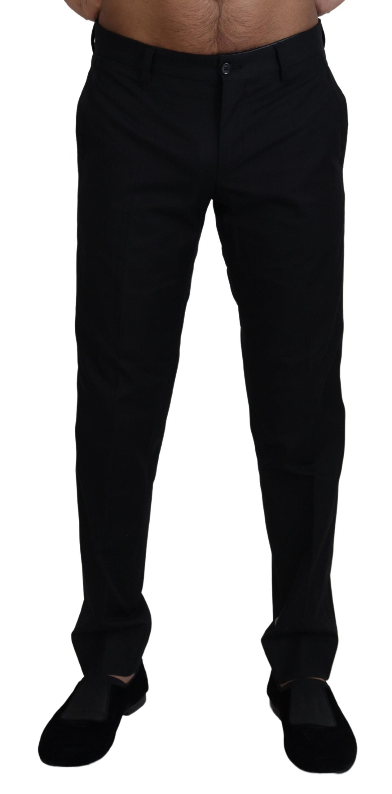 Pantalones chinos formales negros de algodón de Dolce & Gabbana-1