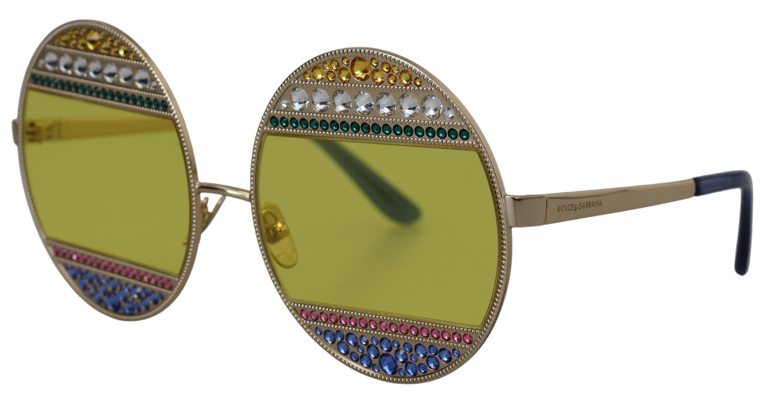 Dolce & Gabbana Gold Oval Metal Crystal Shades DG2209B Sunglasses-2