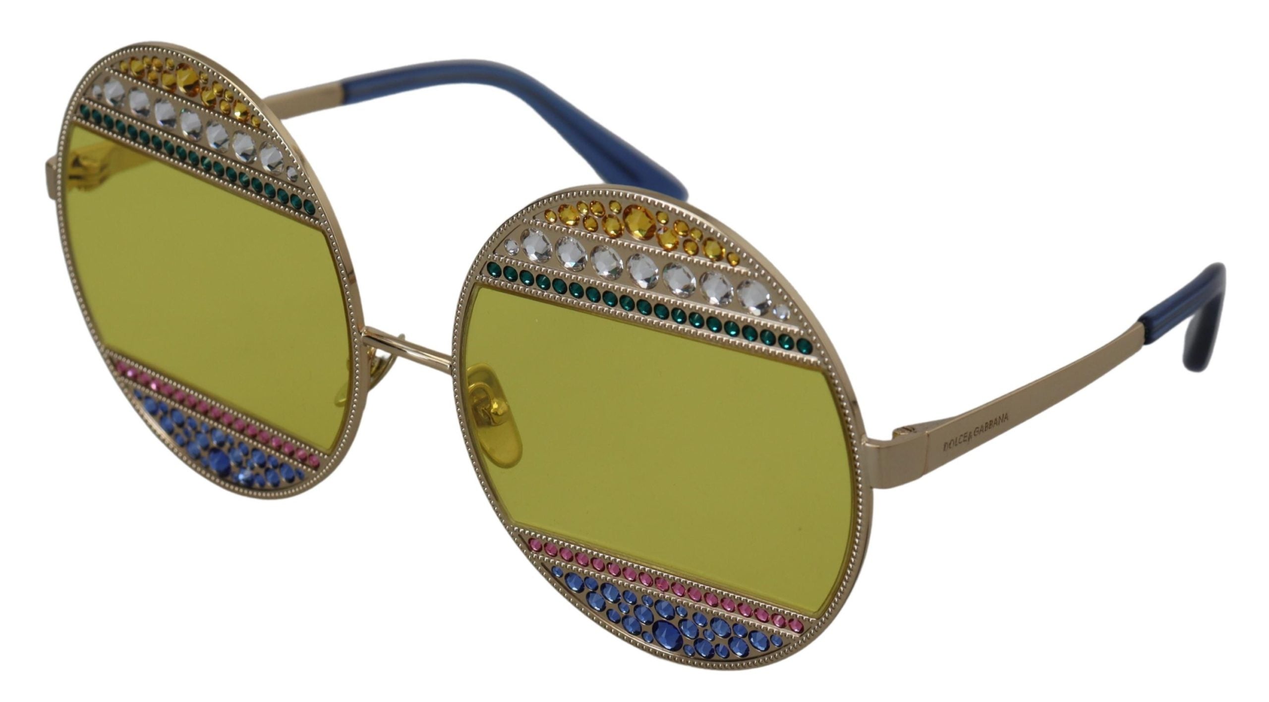 Dolce & Gabbana Gold Oval Metal Crystal Shades DG2209B Sunglasses-3