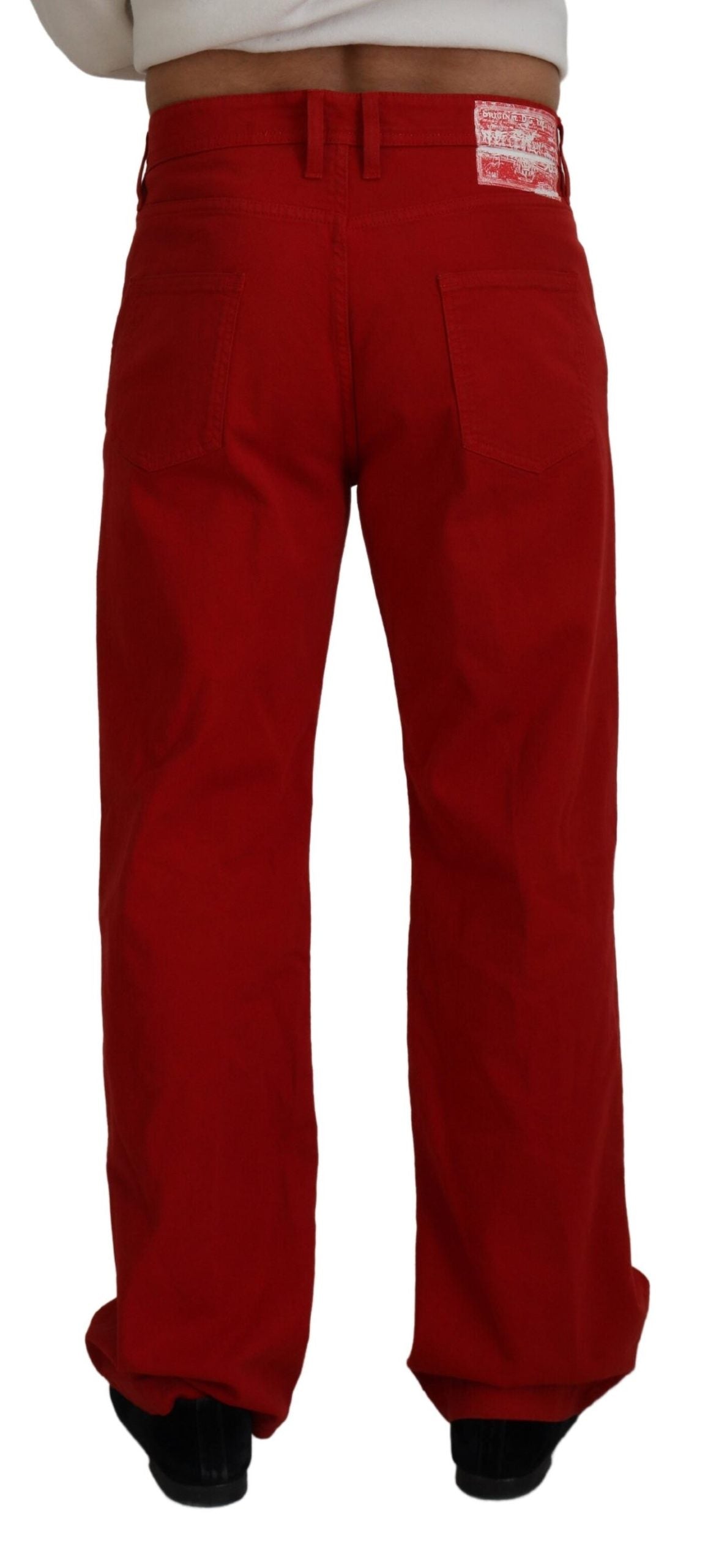 Dolce & Gabbana Red Cotton Straight Fit Men's Denim Jeans-3