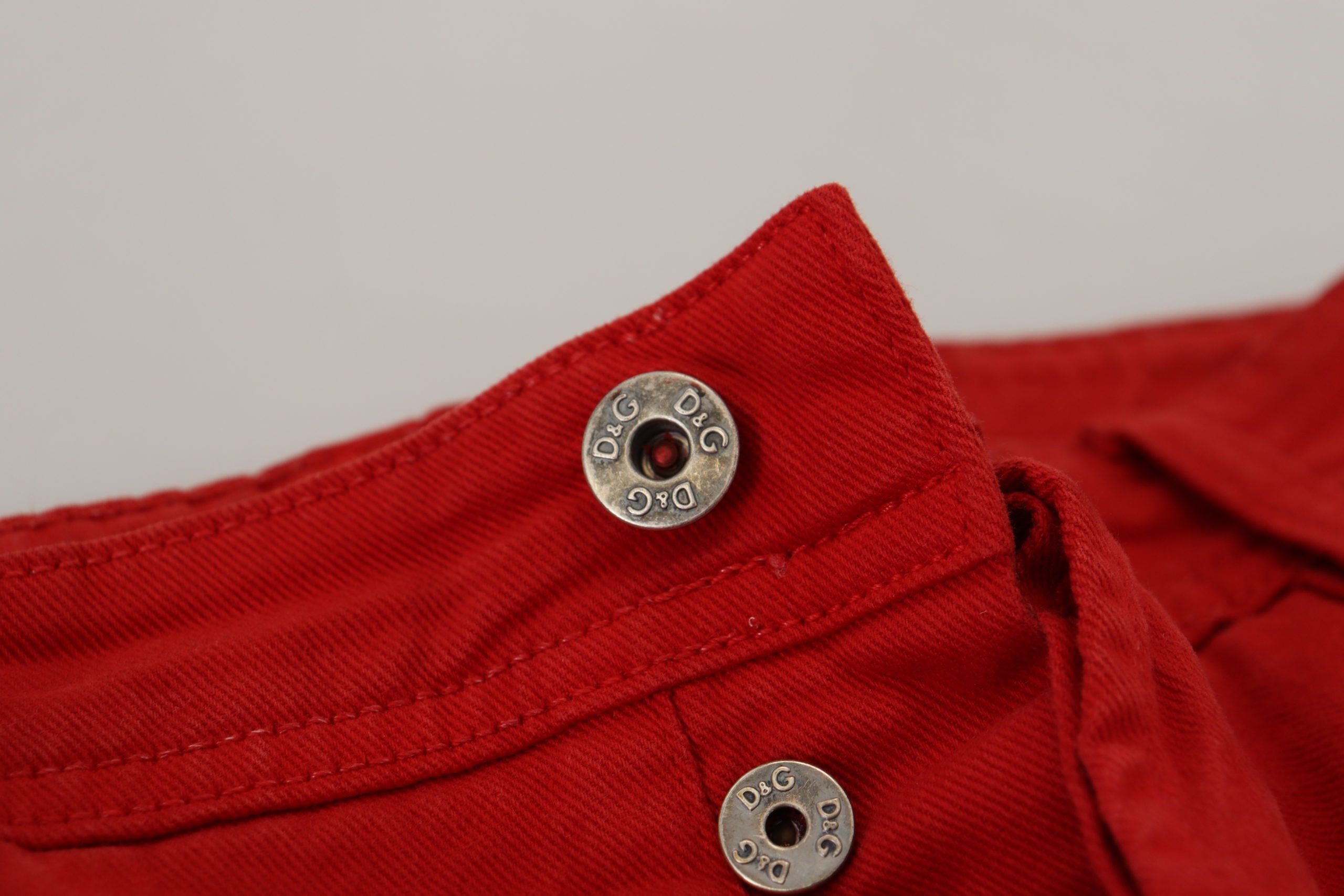 Dolce & Gabbana Red Cotton Straight Fit Men's Denim Jeans-5