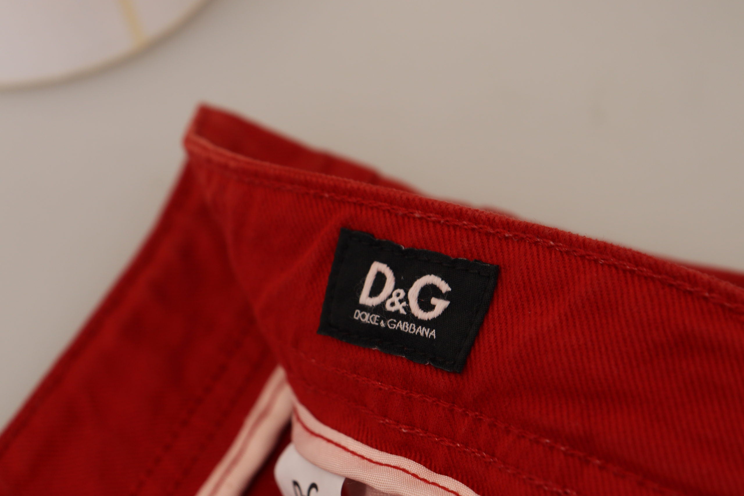 Dolce & Gabbana Red Cotton Straight Fit Men's Denim Jeans-6