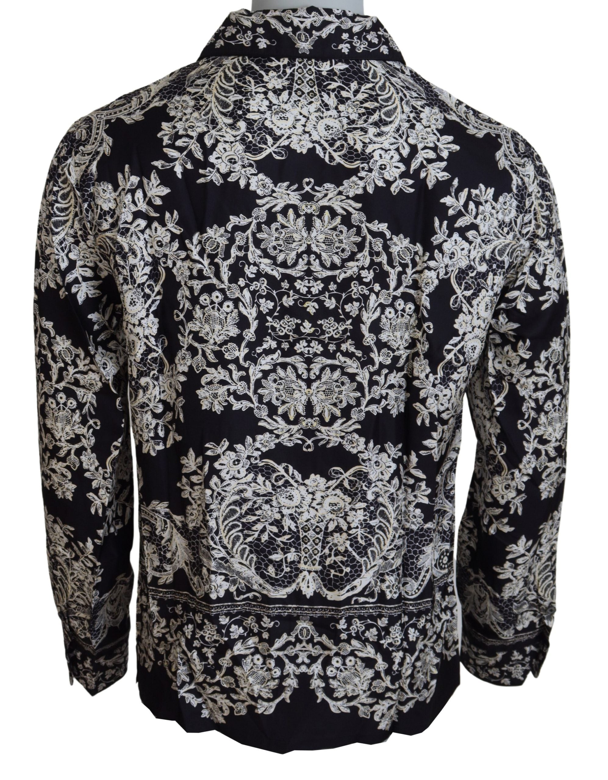 Dolce & Gabbana Blaues Seidenblumen Barock Satin Freizeithemd-3