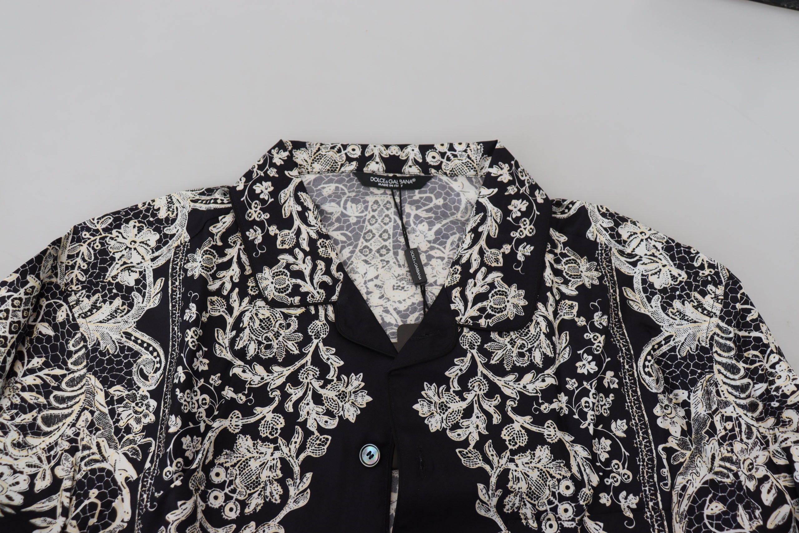 Dolce & Gabbana Blaues Seidenblumen Barock Satin Freizeithemd-7
