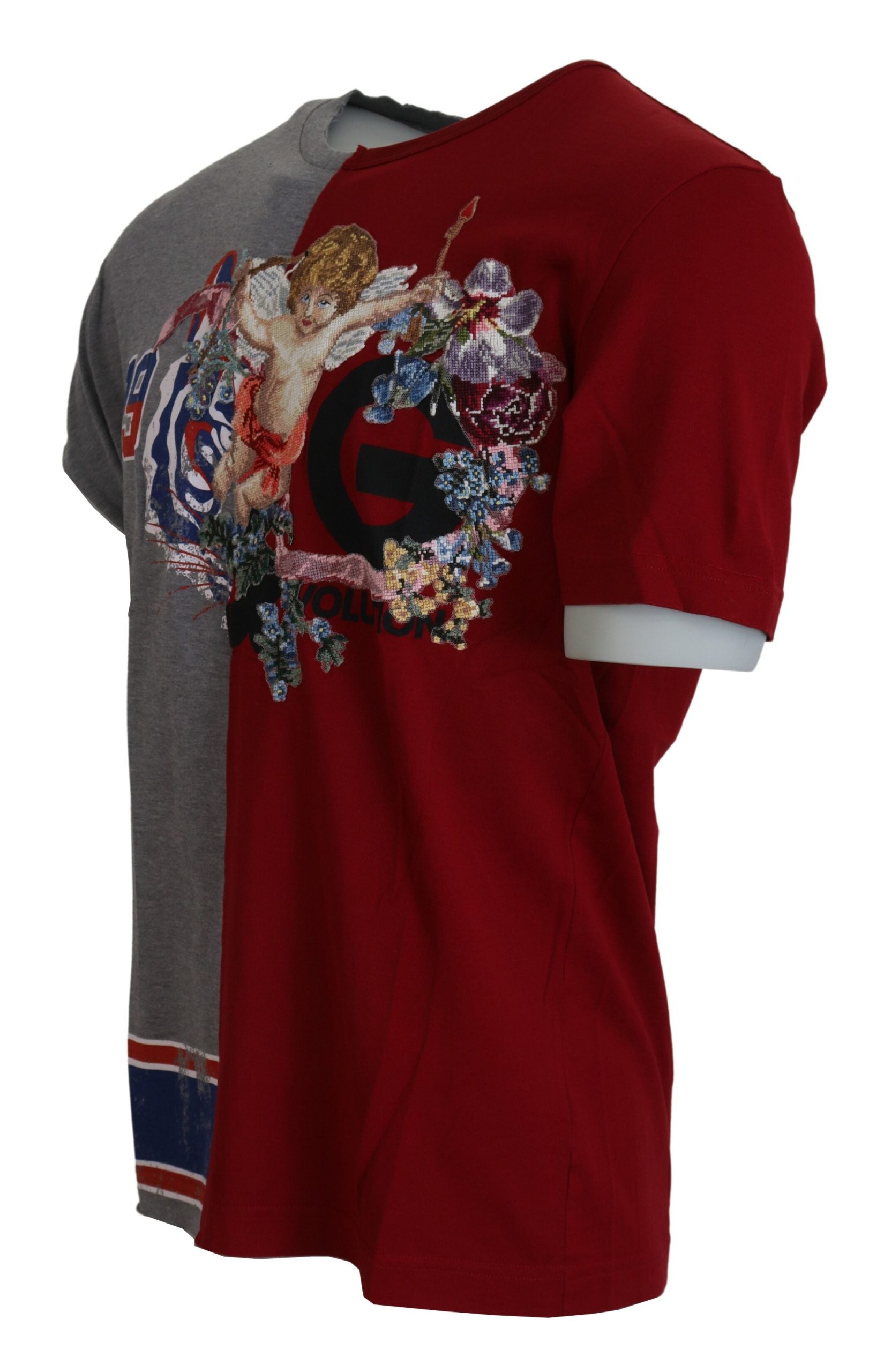 Dolce & Gabbana Red Grey Two Model DG Angel T-Shirt with round neck-2