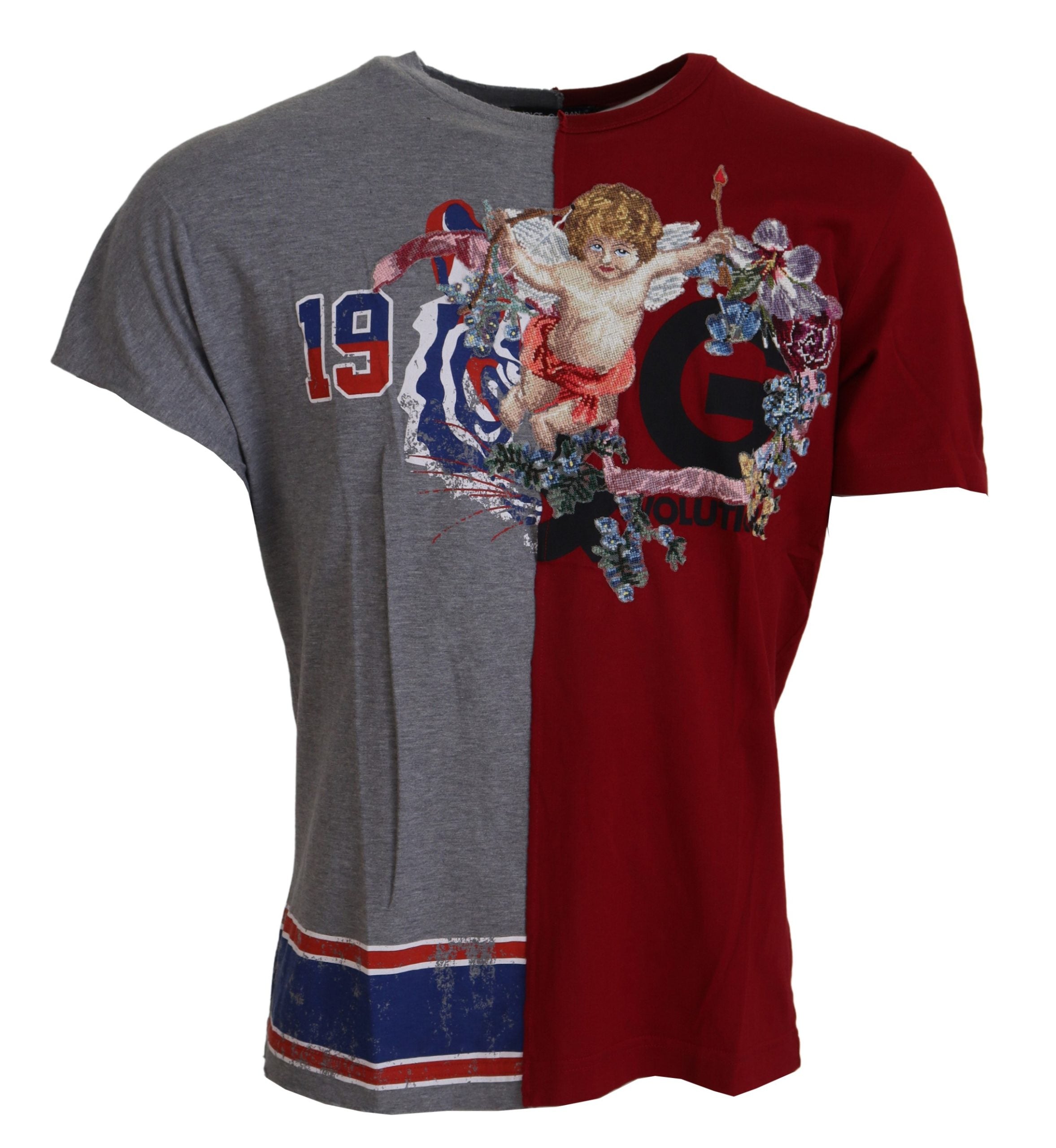 Dolce & Gabbana Red Grey Two Model DG Angel T-Shirt with round neck