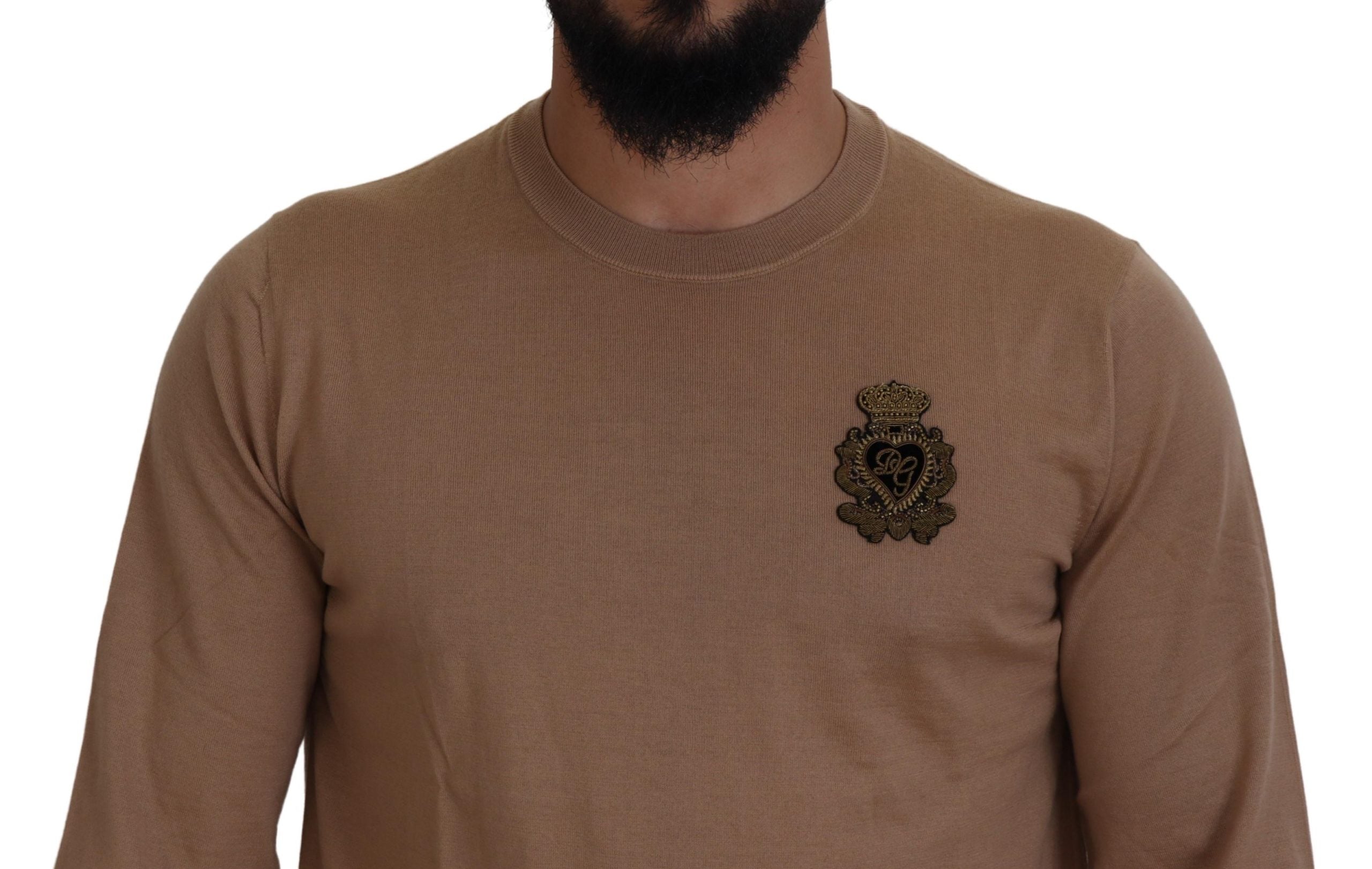 Dolce & Gabbana Beigefarbener Kaschmir-Kronen-Logo-Pullover-3