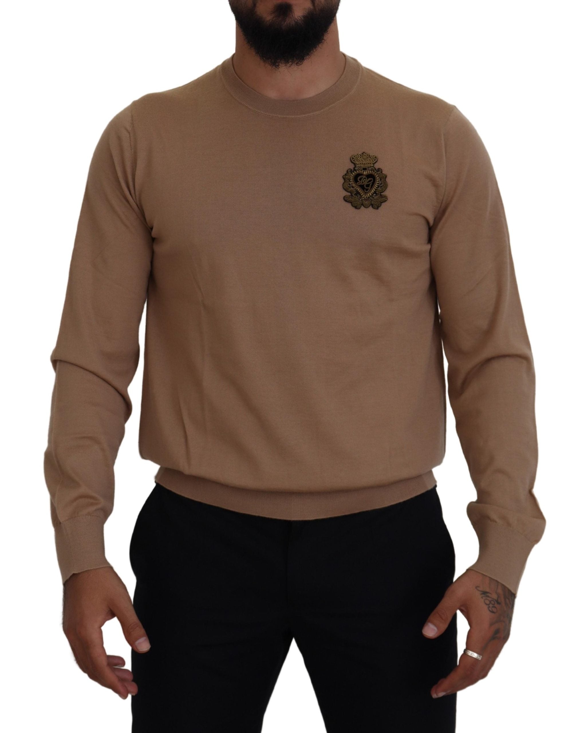 Dolce & Gabbana Beigefarbener Kaschmir-Kronen-Logo-Pullover-4