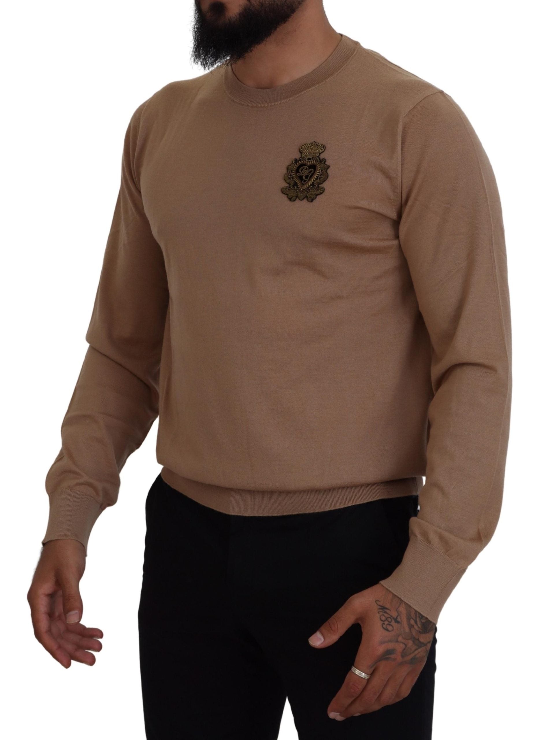 Dolce & Gabbana Beigefarbener Kaschmir-Kronen-Logo-Pullover-5