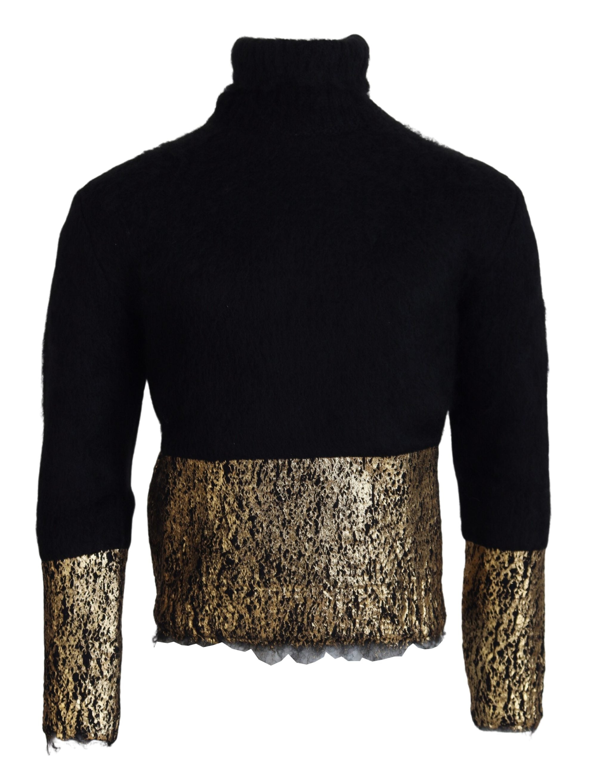 Dolce & Gabbana black and gold mohair roll-neck sweater for men-1