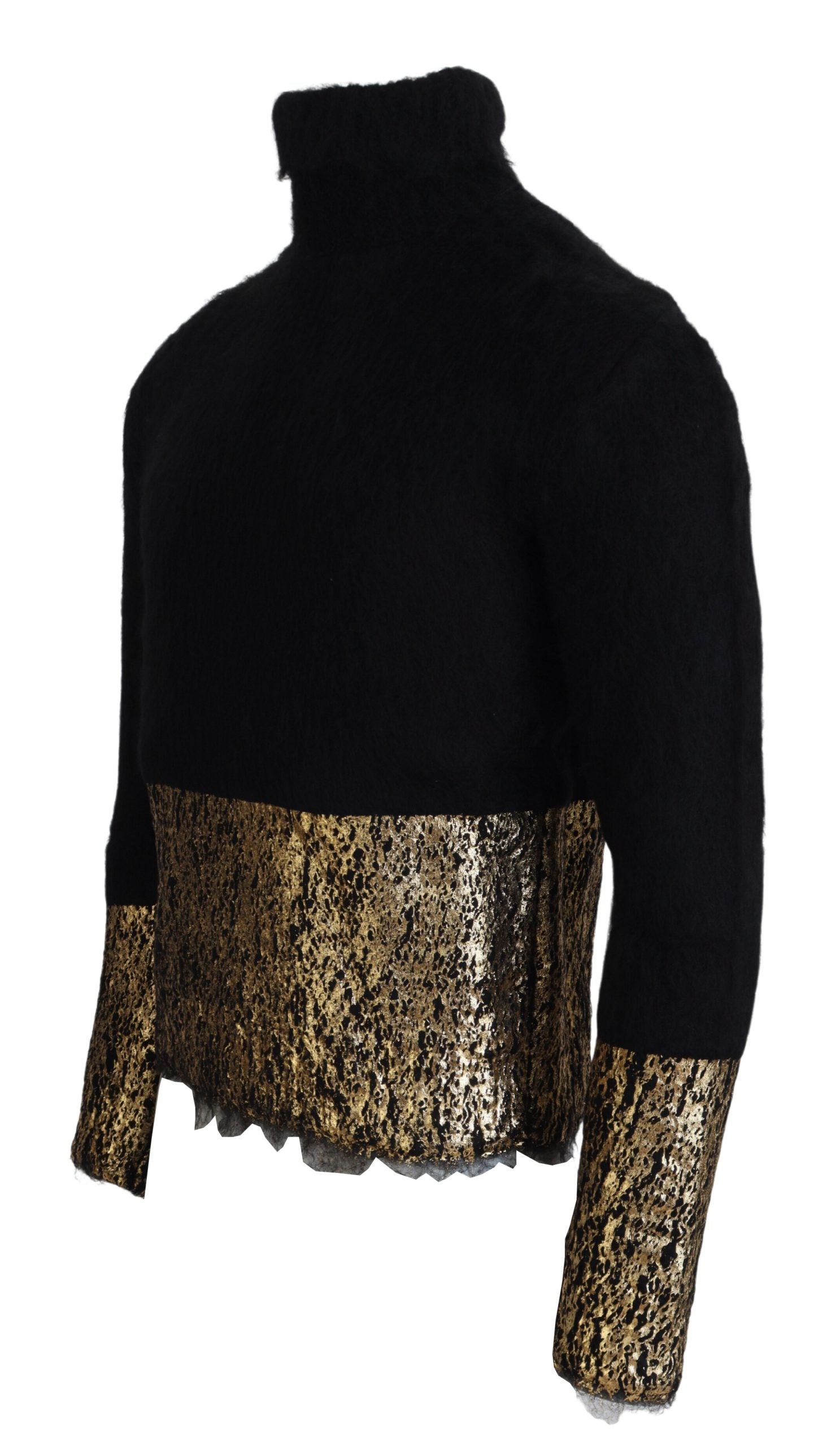 Dolce & Gabbana black and gold mohair roll-neck sweater for men-4