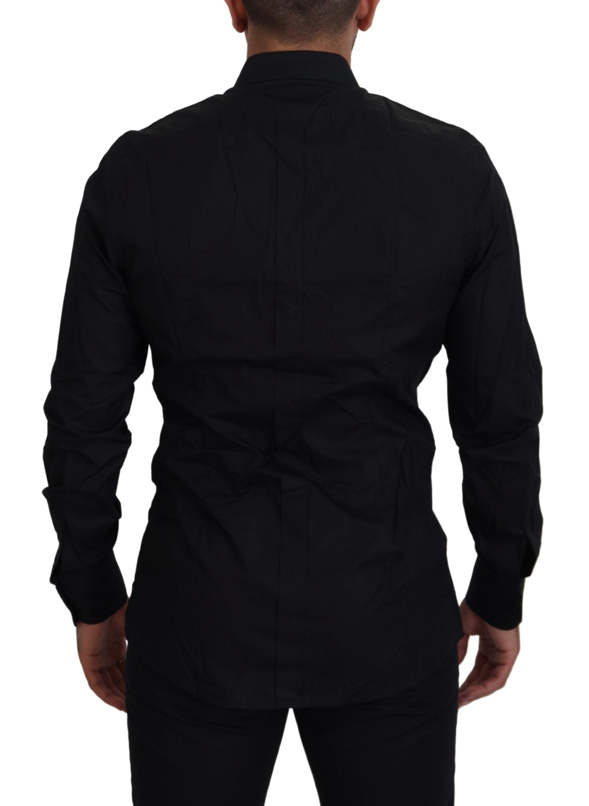 Camisa formal de vestir ajustada con corona negra y dorada de Dolce & Gabbana-2