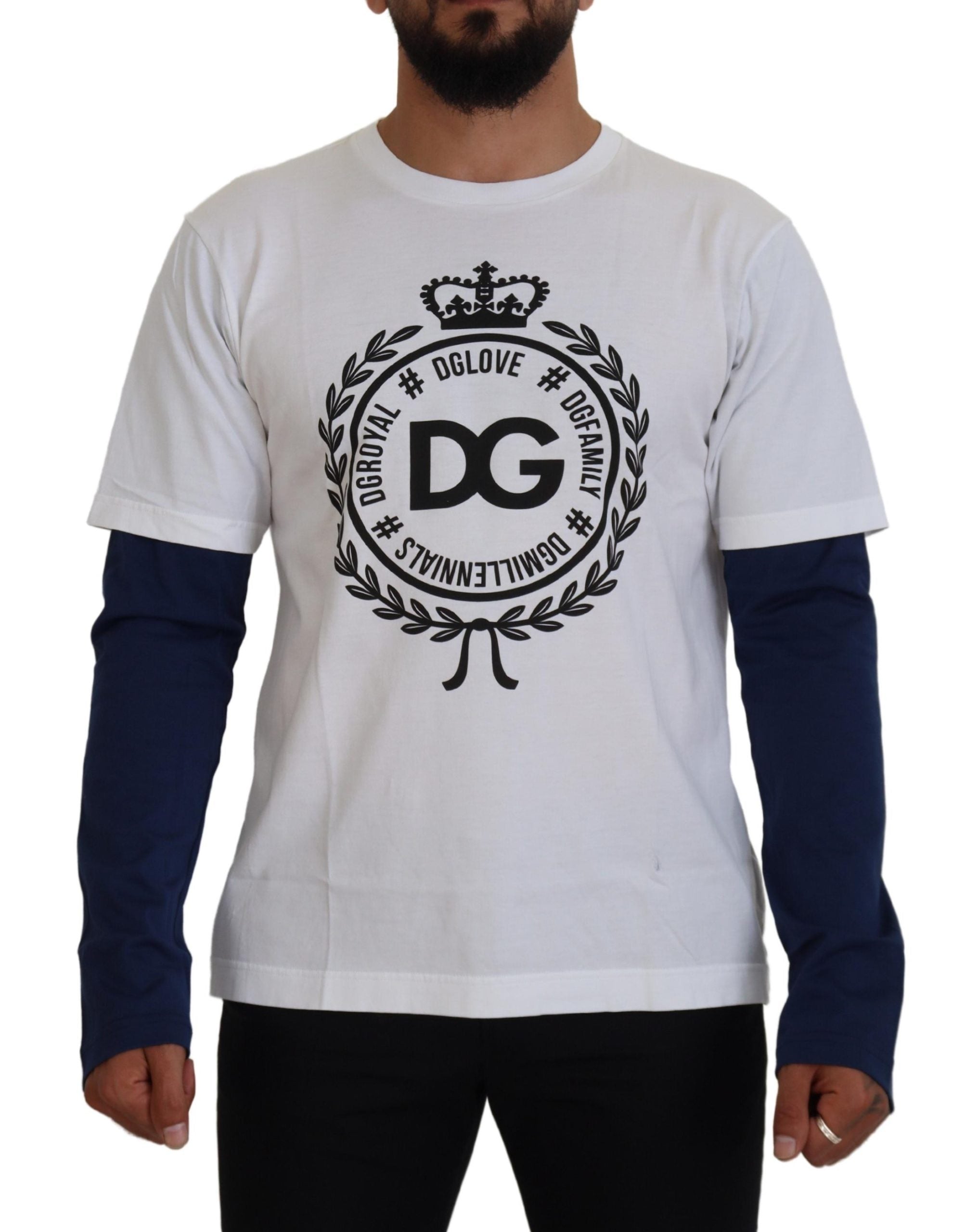 Dolce & Gabbana White Blue DG Crown Pullover-1