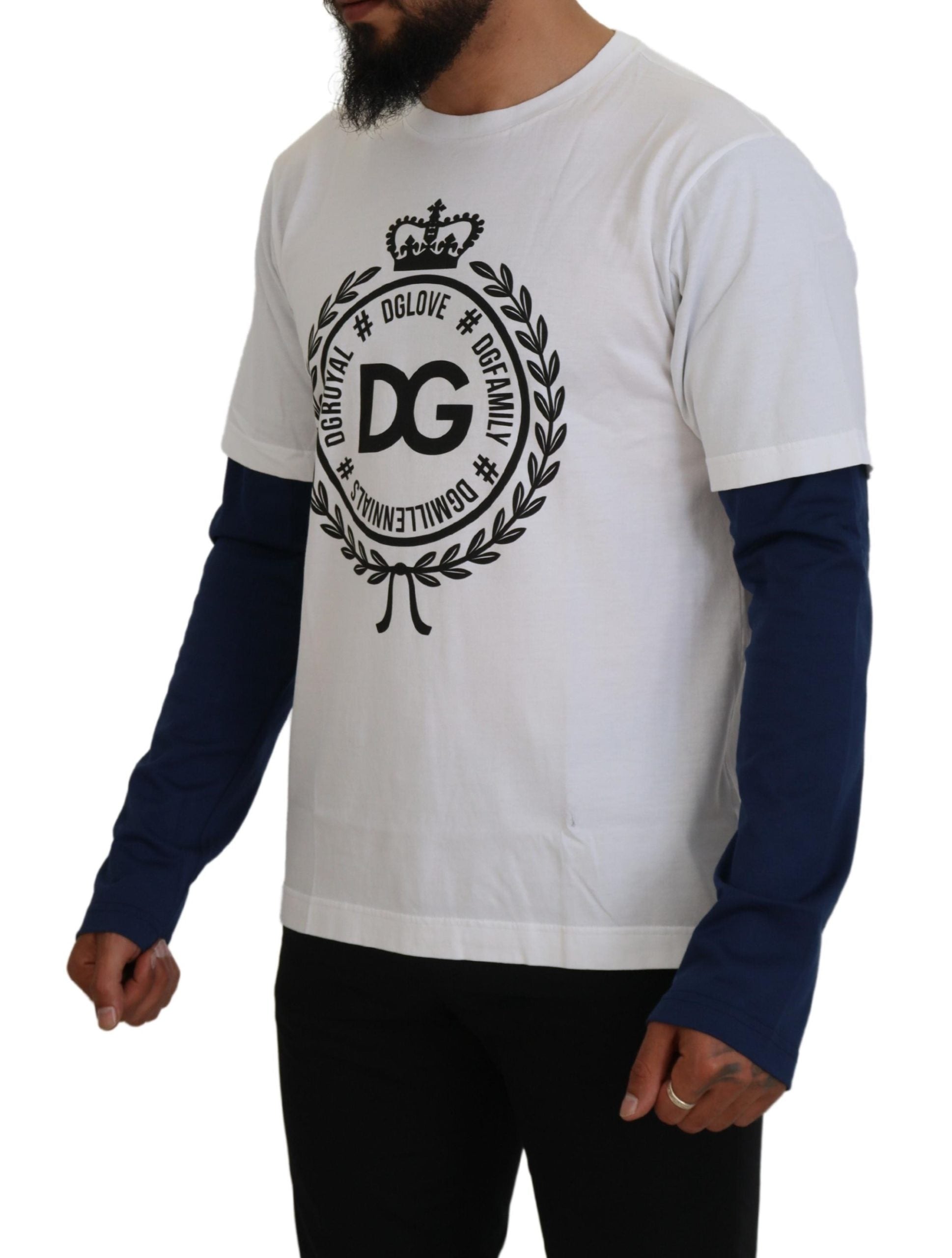 Dolce & Gabbana White Blue DG Crown Pullover-2