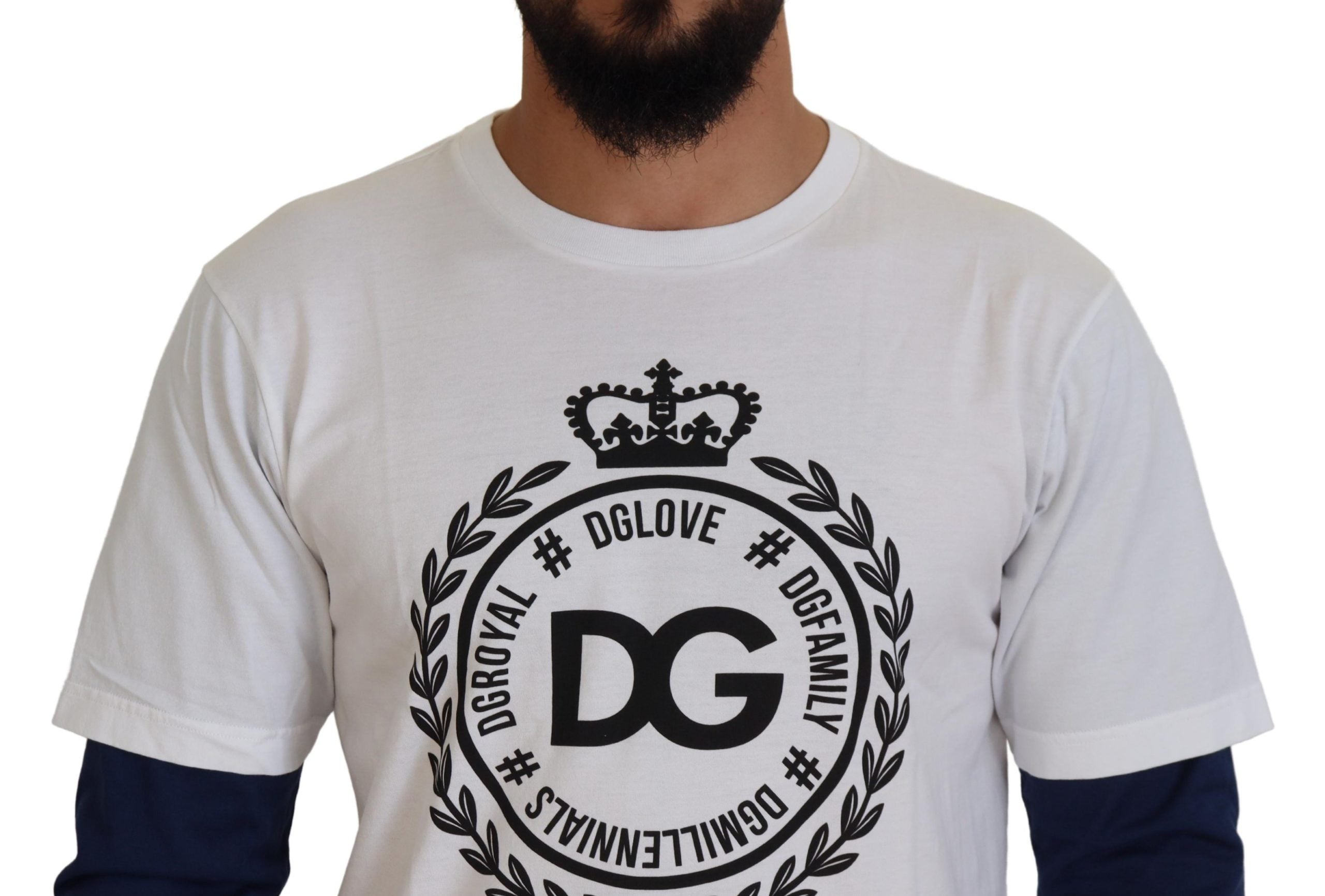 Dolce & Gabbana White Blue DG Crown Pullover-4