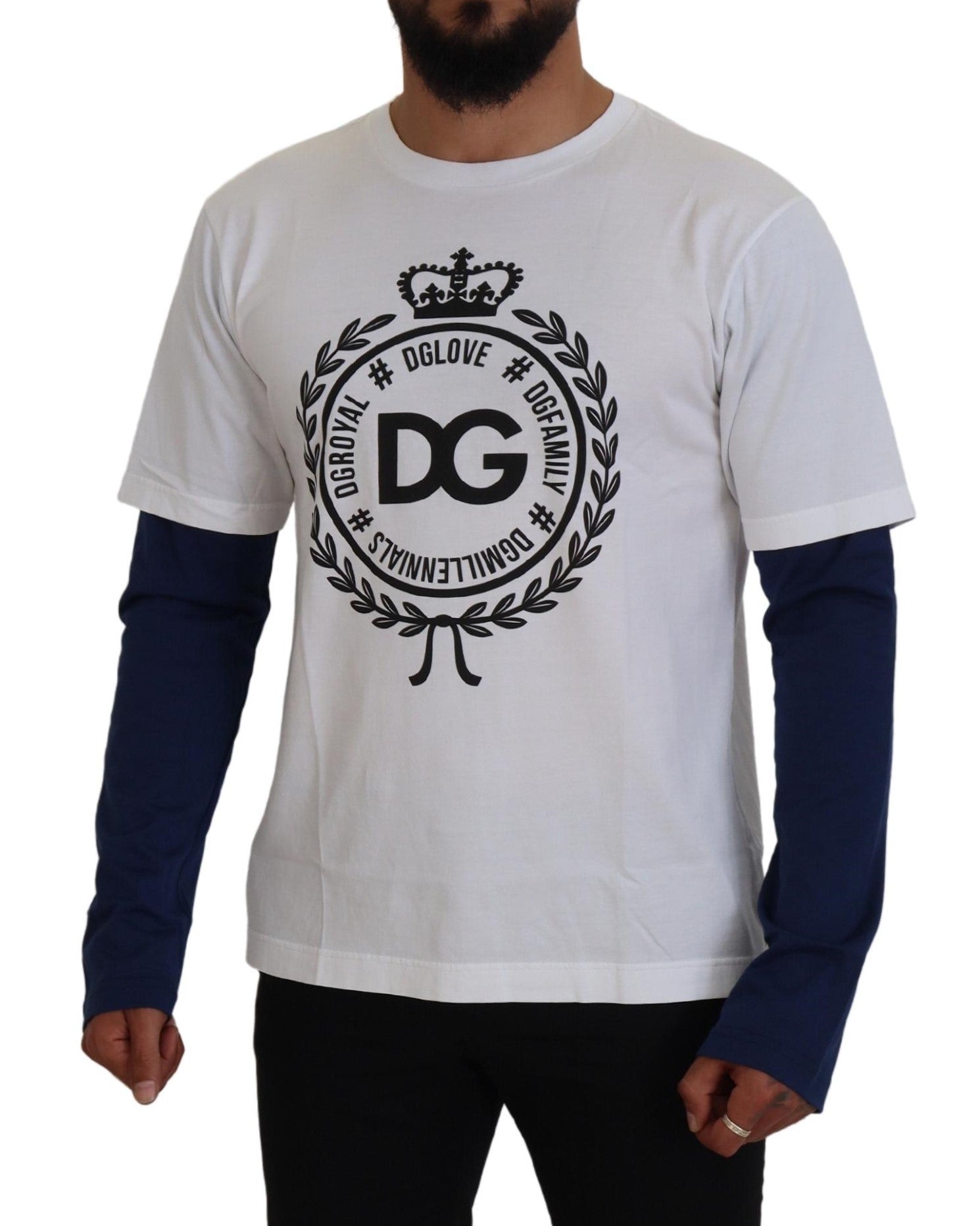Dolce & Gabbana White Blue DG Crown Pullover-5