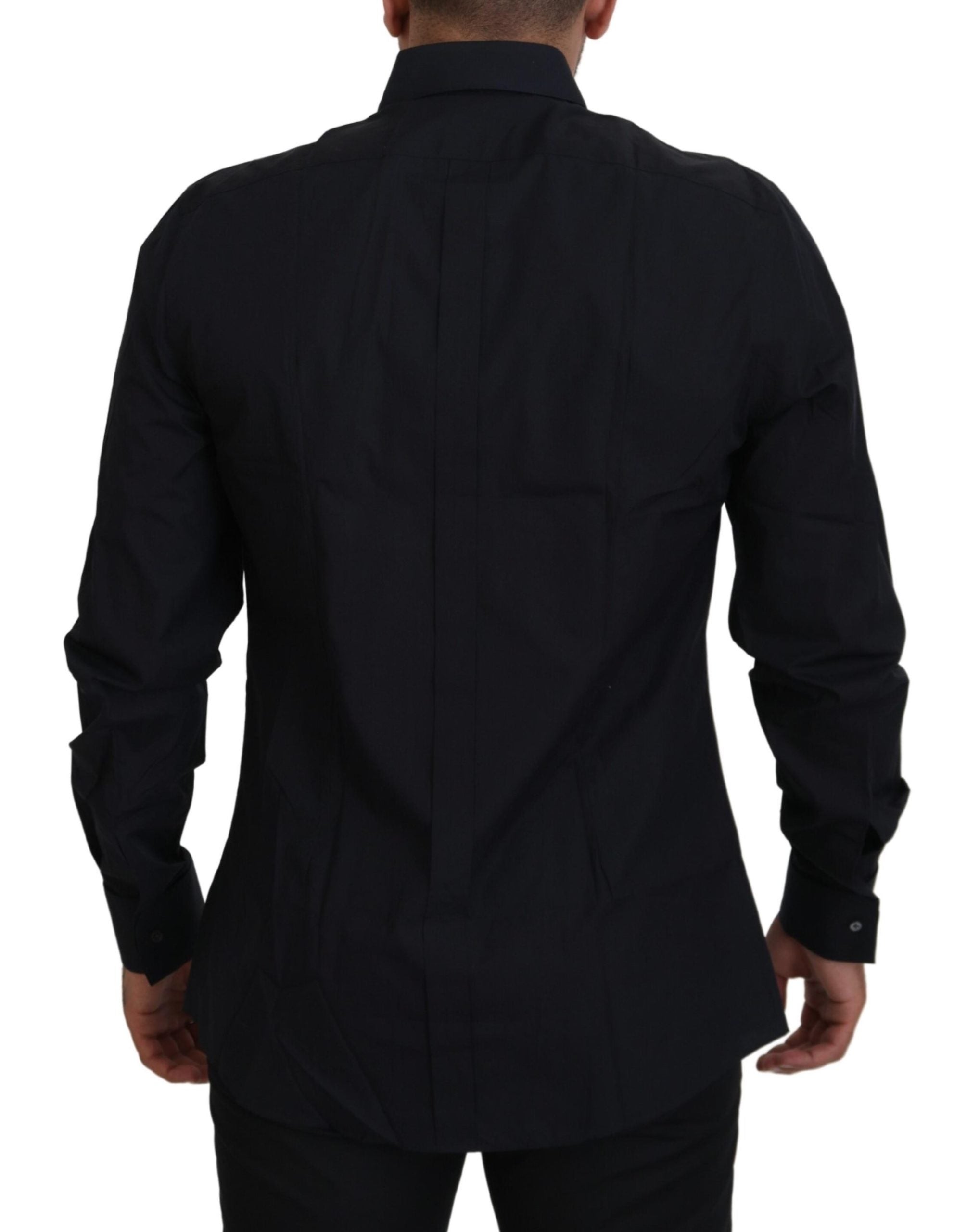 Dolce & Gabbana Black Gold Cotton Slim Fit Dress Men's Shirt-3