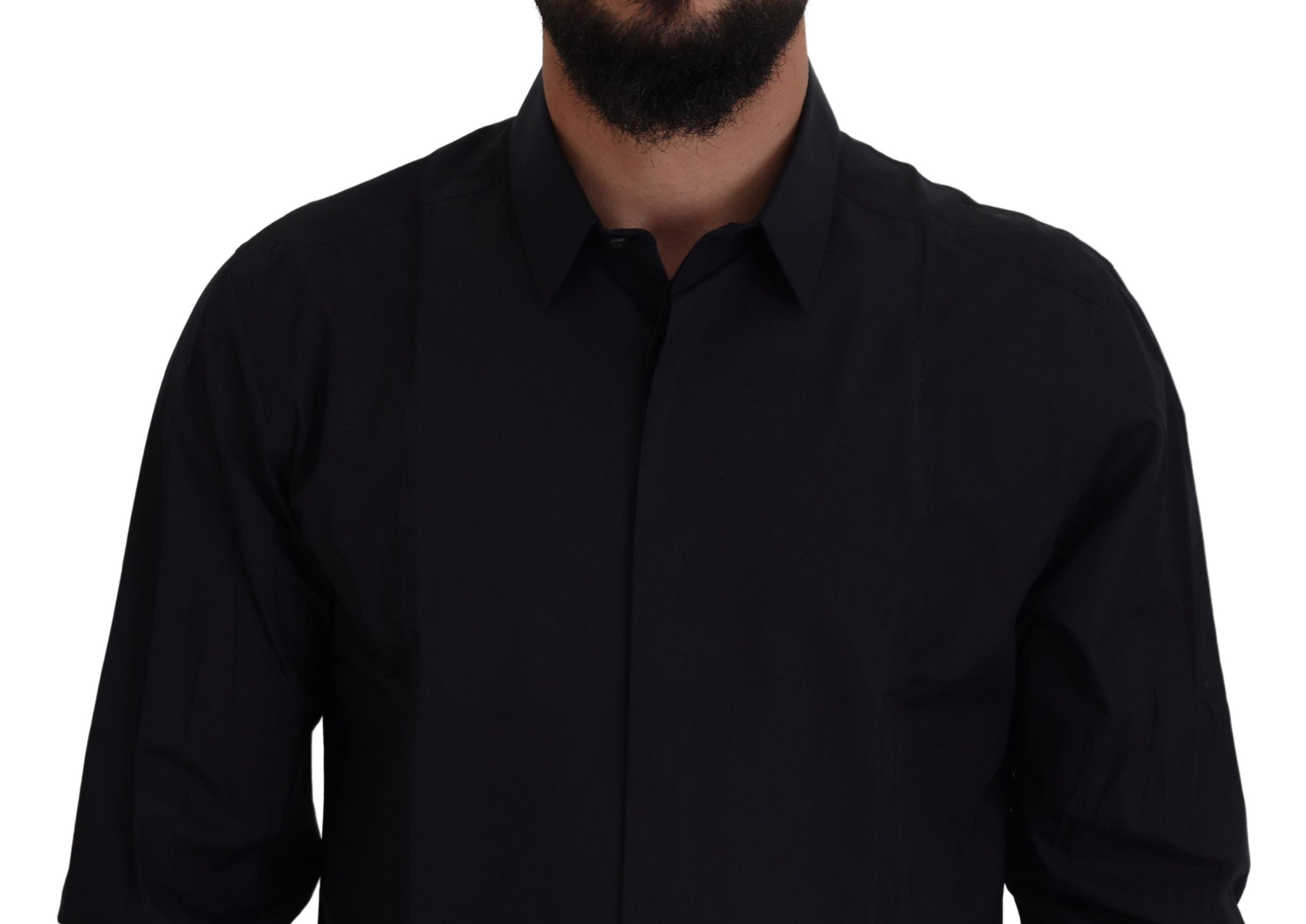 Dolce & Gabbana Black Gold Cotton Slim Fit Dress Men's Shirt-4