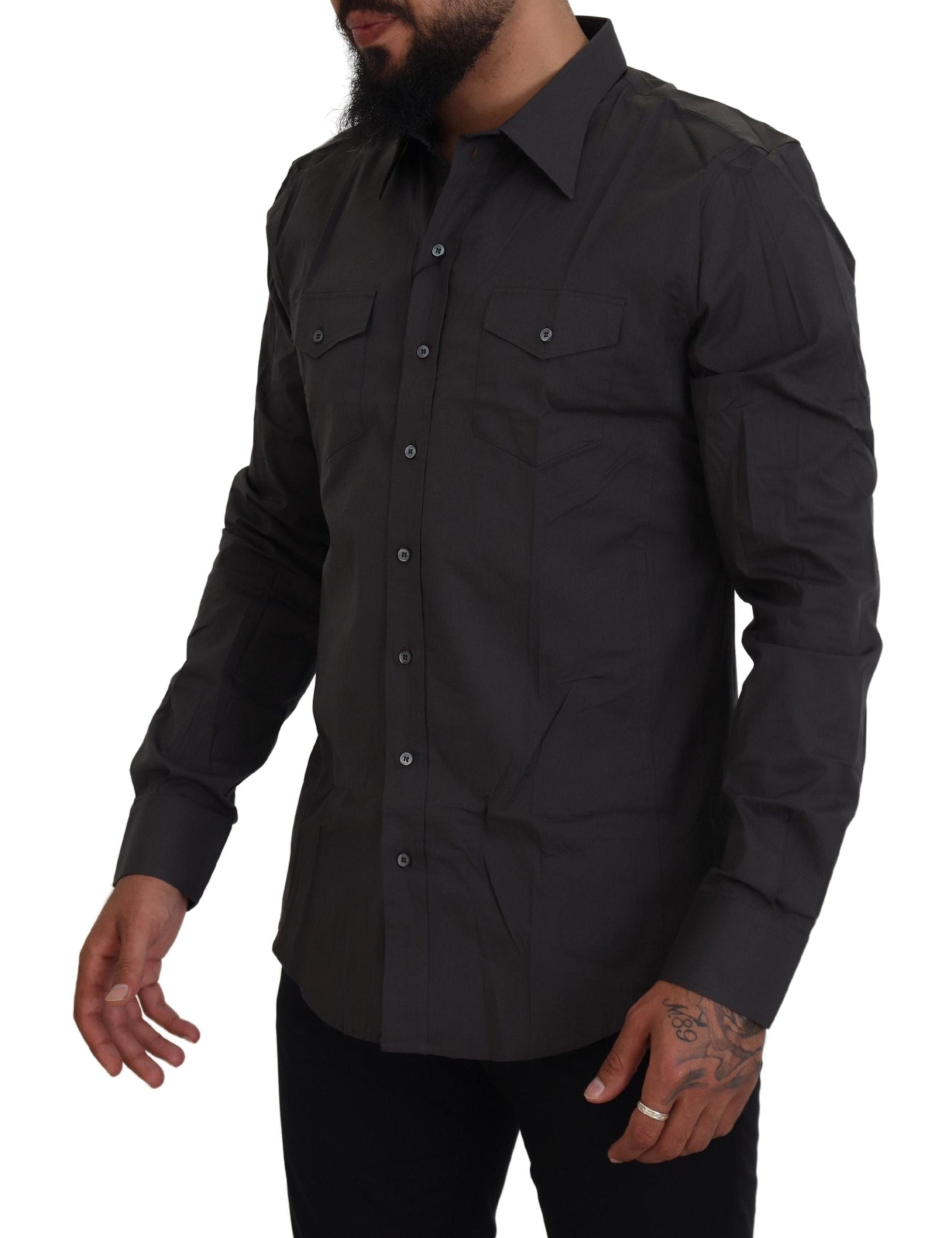 Dolce & Gabbana Grey SICILIA Slim Fit Stretch Shirt-2