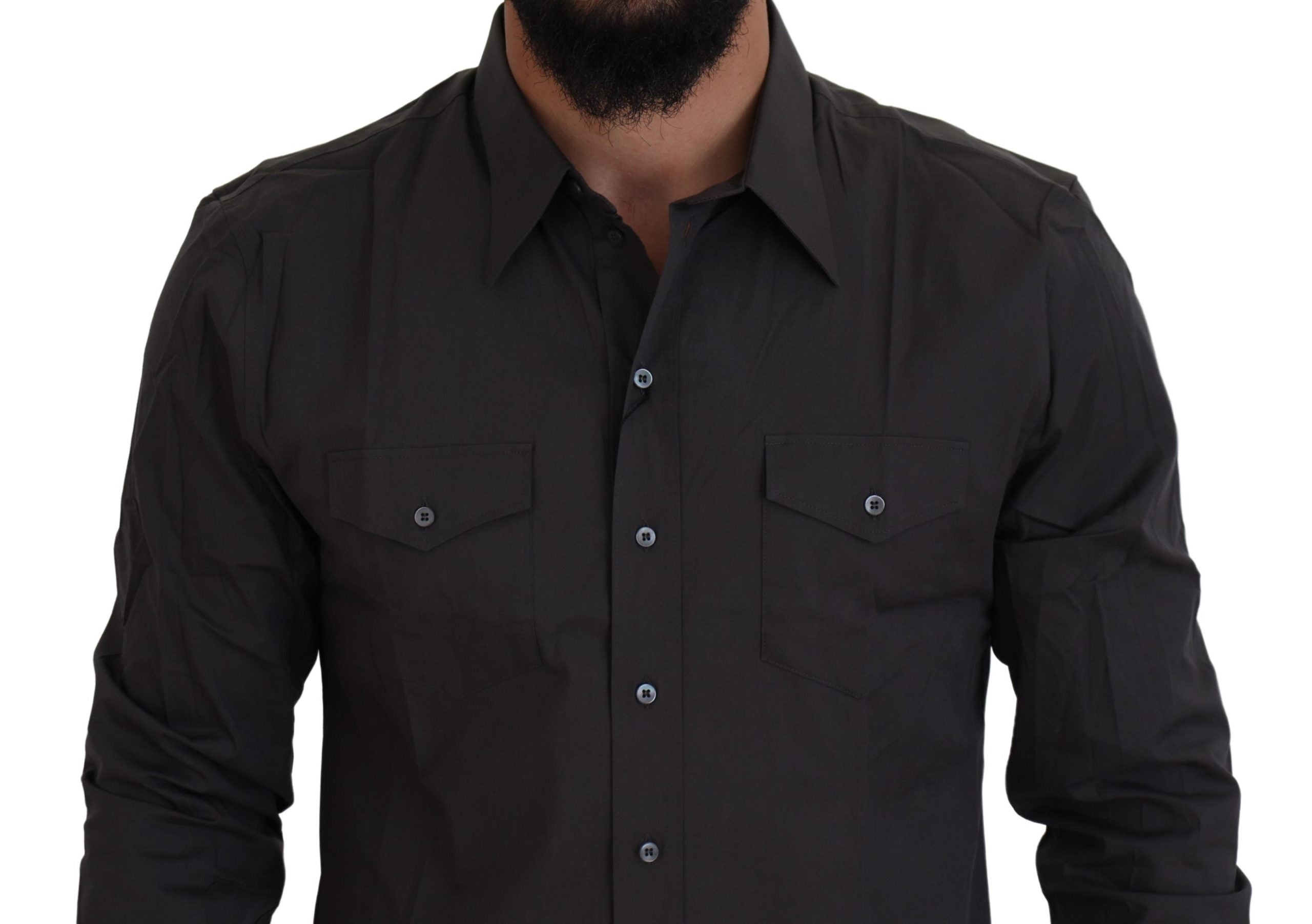 Dolce & Gabbana Grey SICILIA Slim Fit Stretch Shirt-4