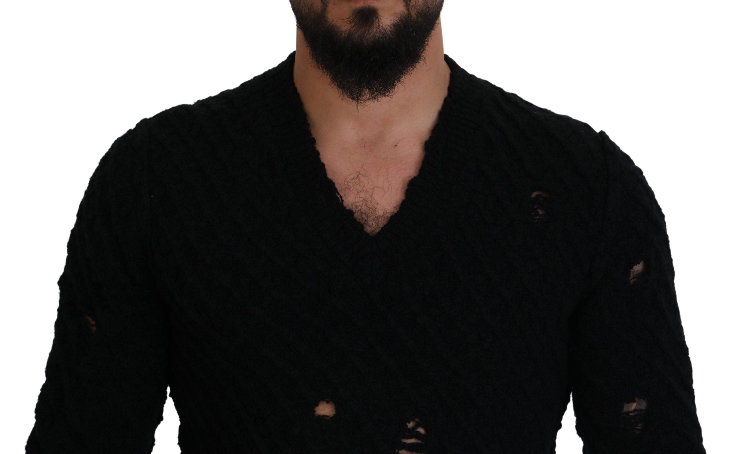 Dolce & Gabbana black V-neck wool sweater-4