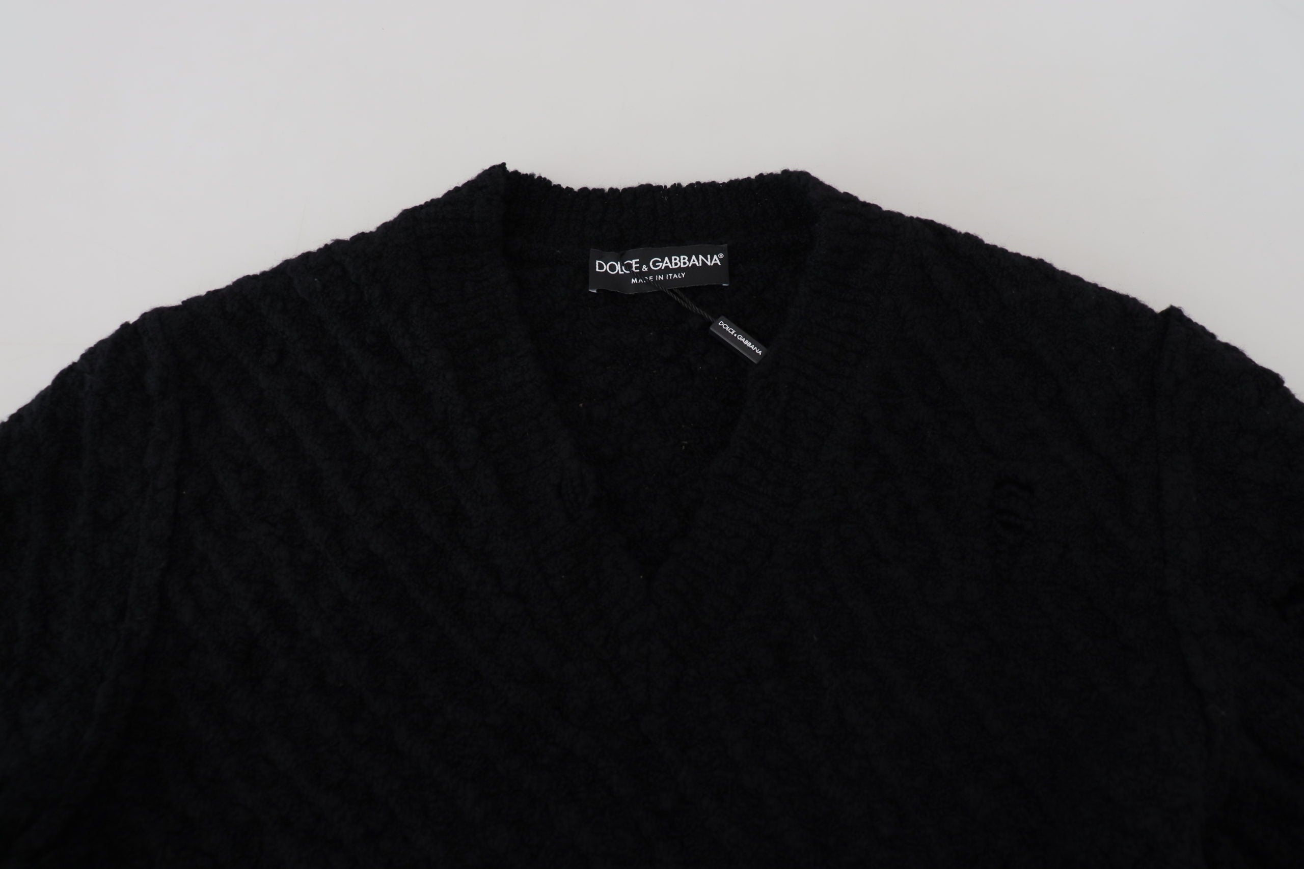 Dolce & Gabbana black V-neck wool sweater-6