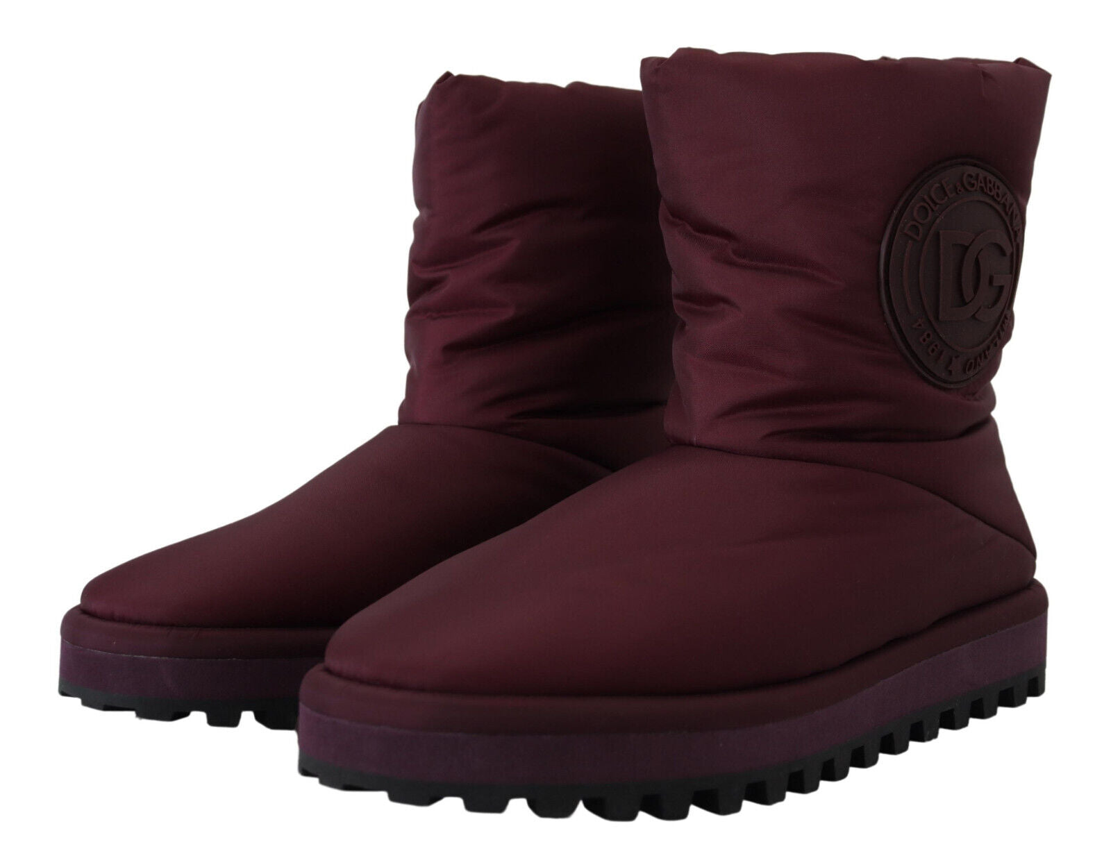 Botas de nailon burdeos de Dolce & Gabbana, zapatos acolchados-7