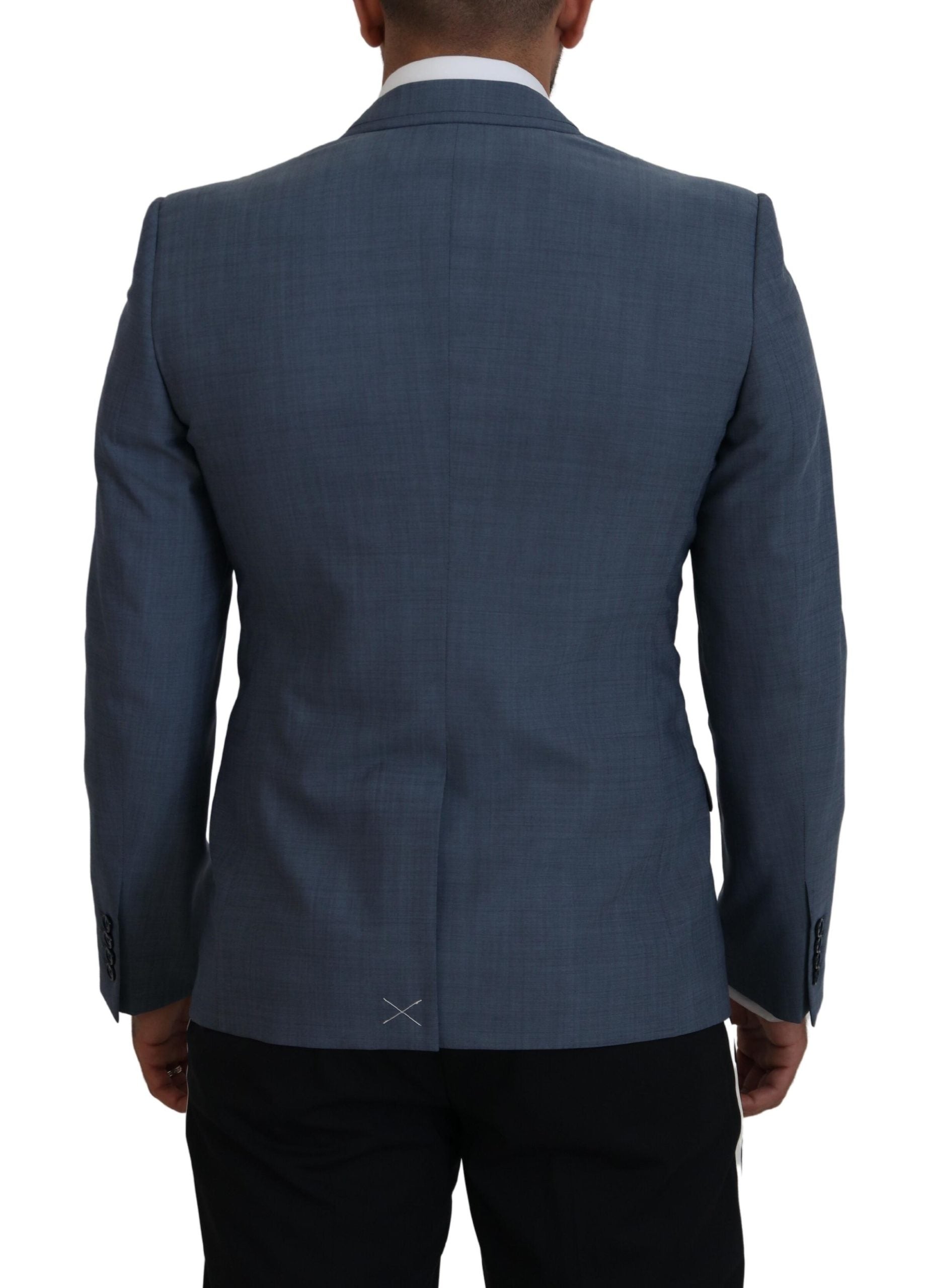 Dolce & Gabbana Blue Wool Stretch Slim Fit Jacket Blazer-3