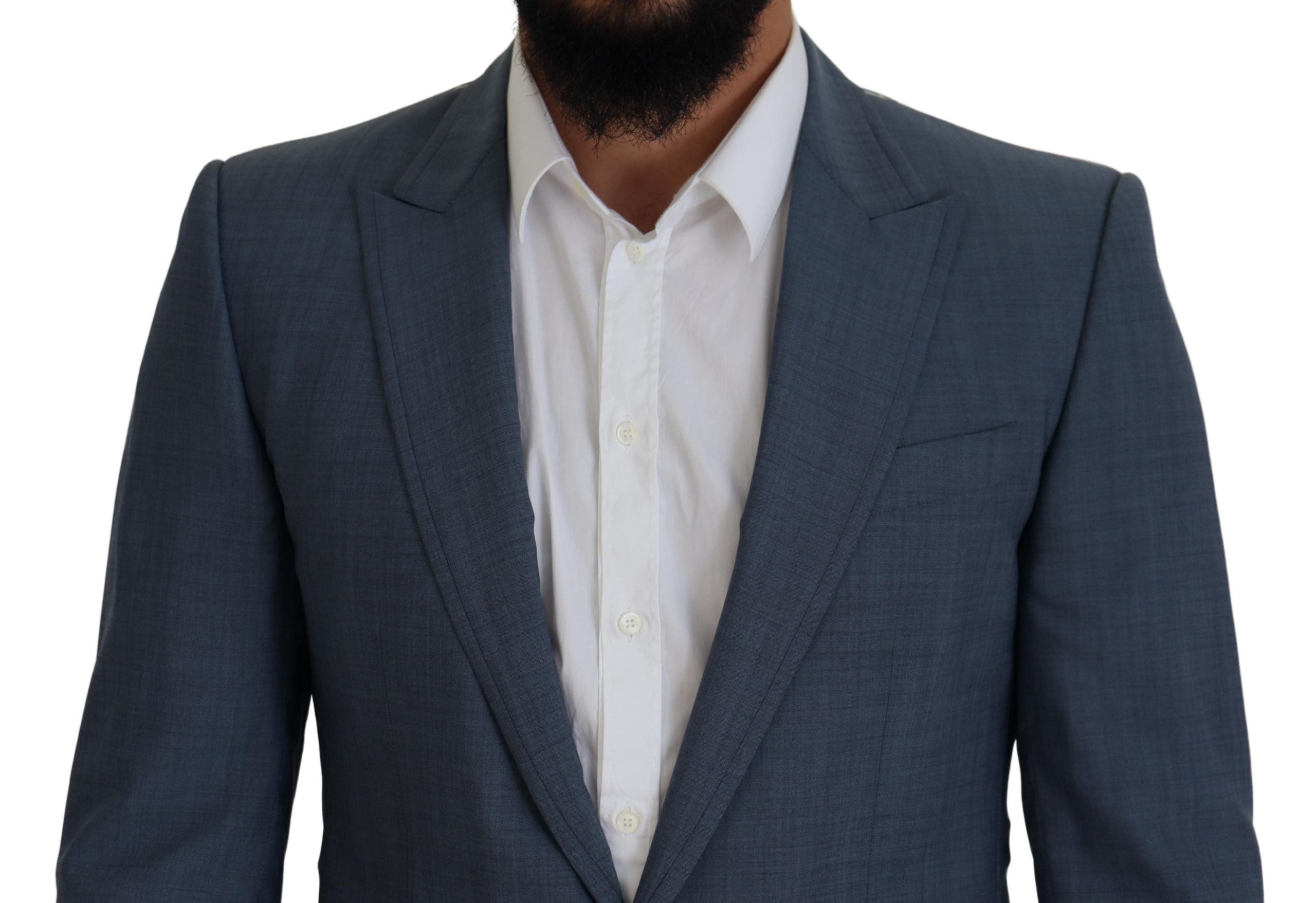 Dolce & Gabbana Blue Wool Stretch Slim Fit Jacket Blazer-4