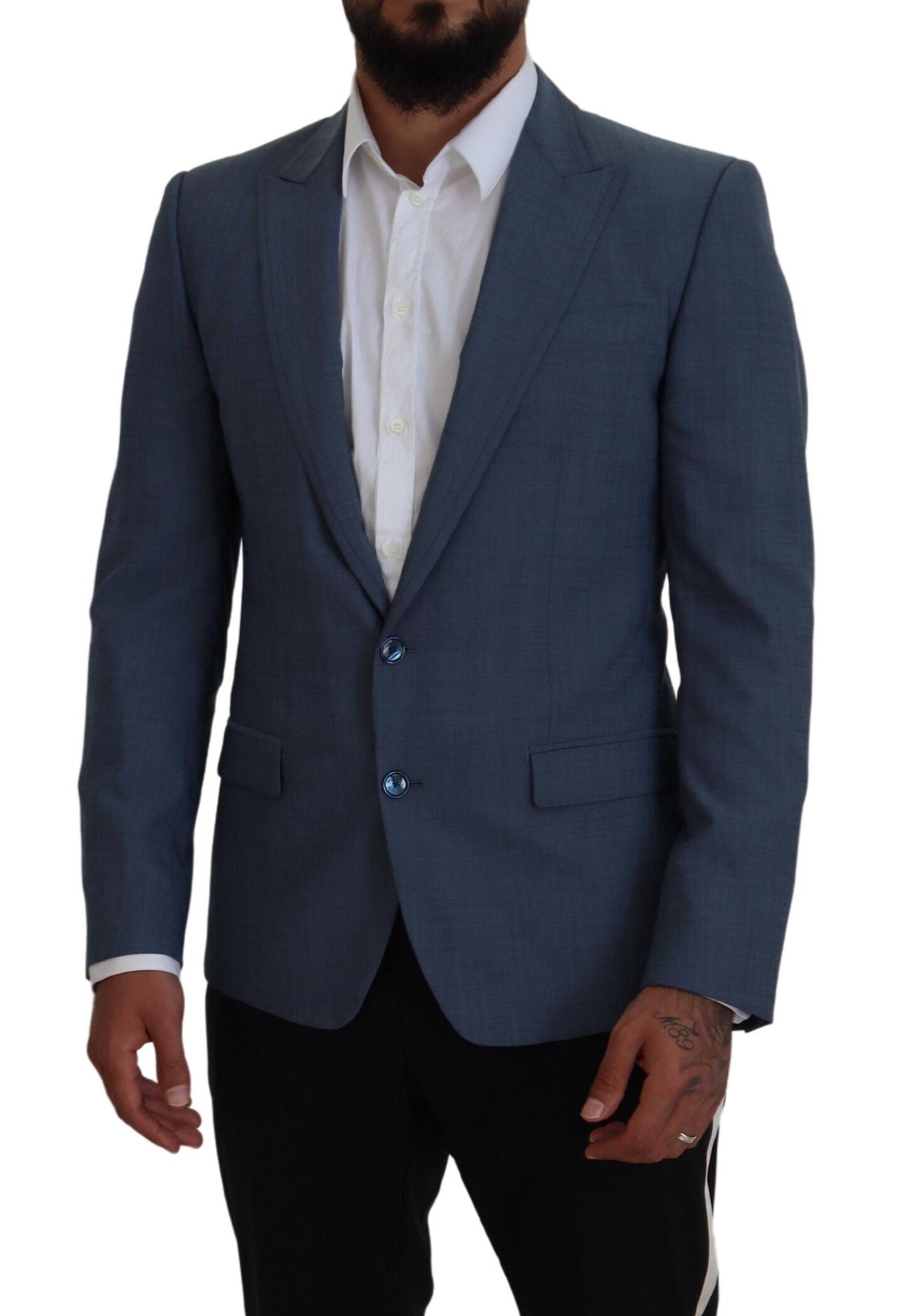 Dolce & Gabbana Blue Wool Stretch Slim Fit Jacket Blazer-5