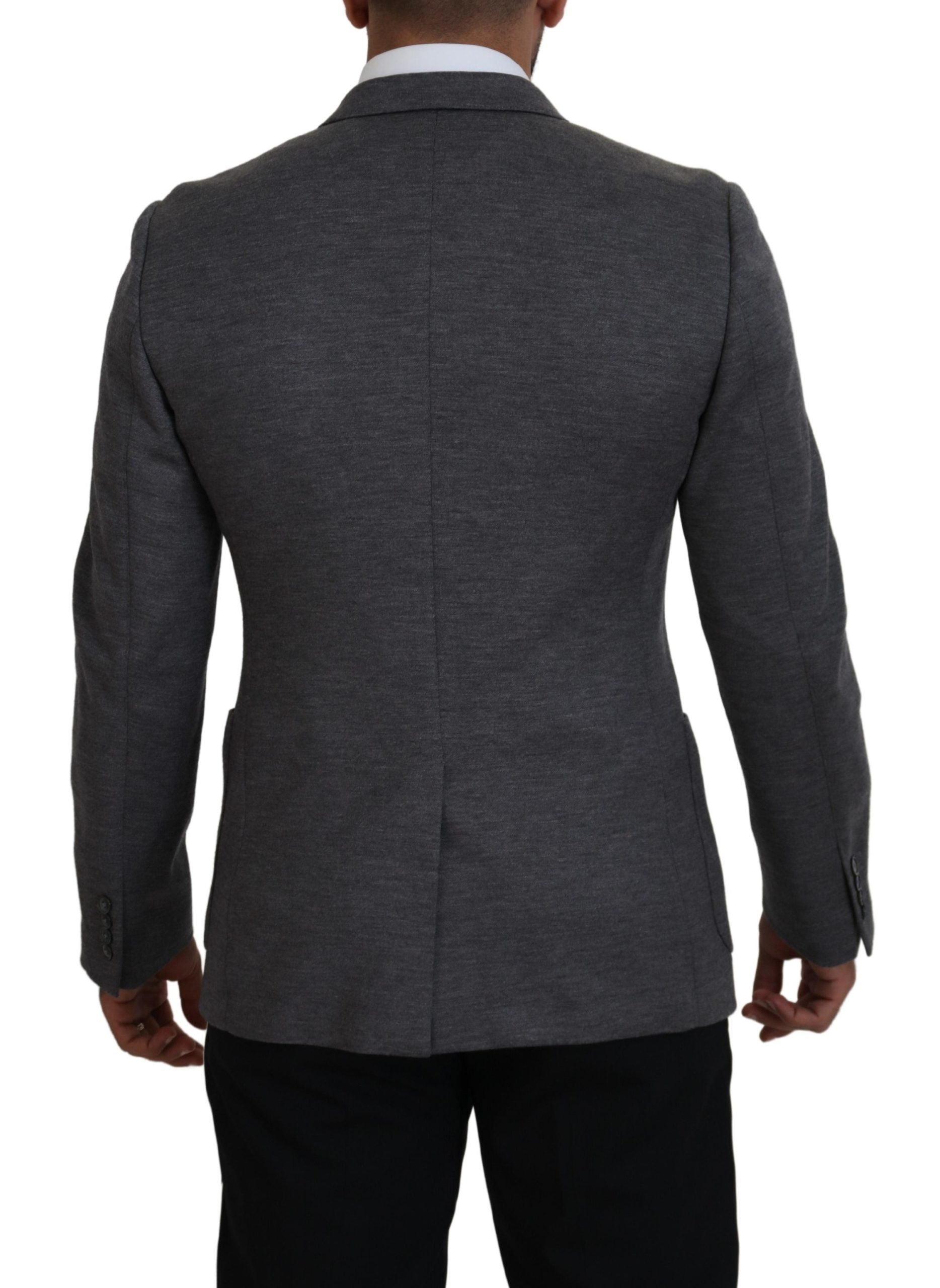 Dolce & Gabbana Grey Wool Stretch Slim Fit Jacket Blazer-3