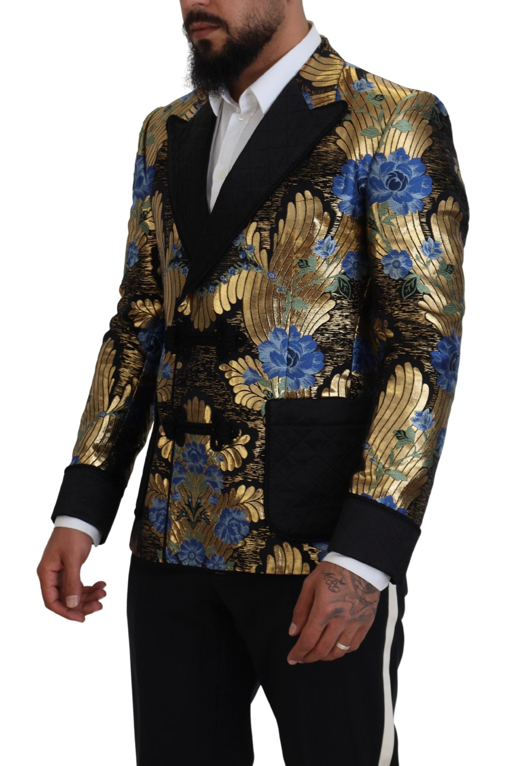 Dolce & Gabbana Gold Lurex Zweireiher Jacke Blazer-1
