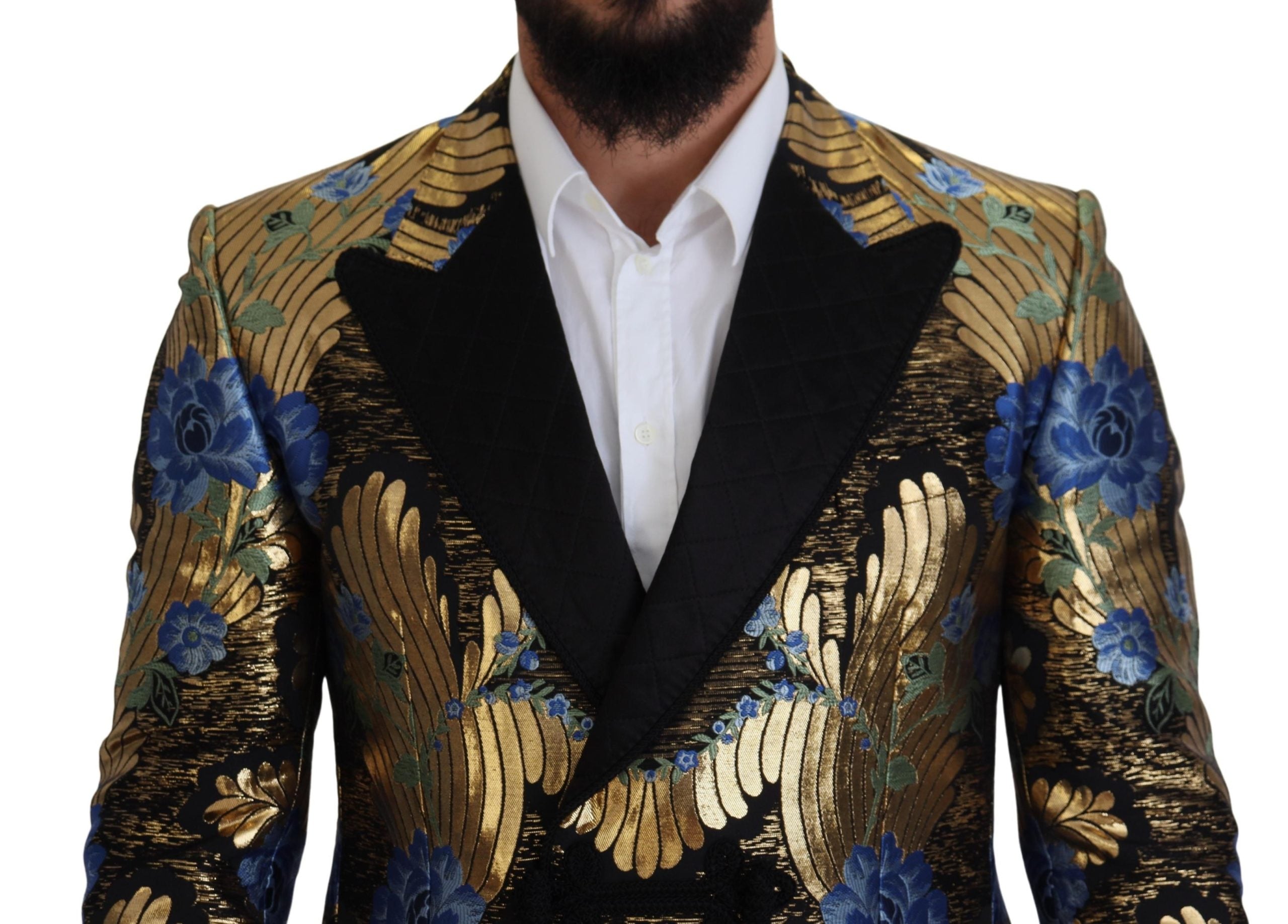 Dolce & Gabbana Gold Lurex Zweireiher Jacke Blazer-3