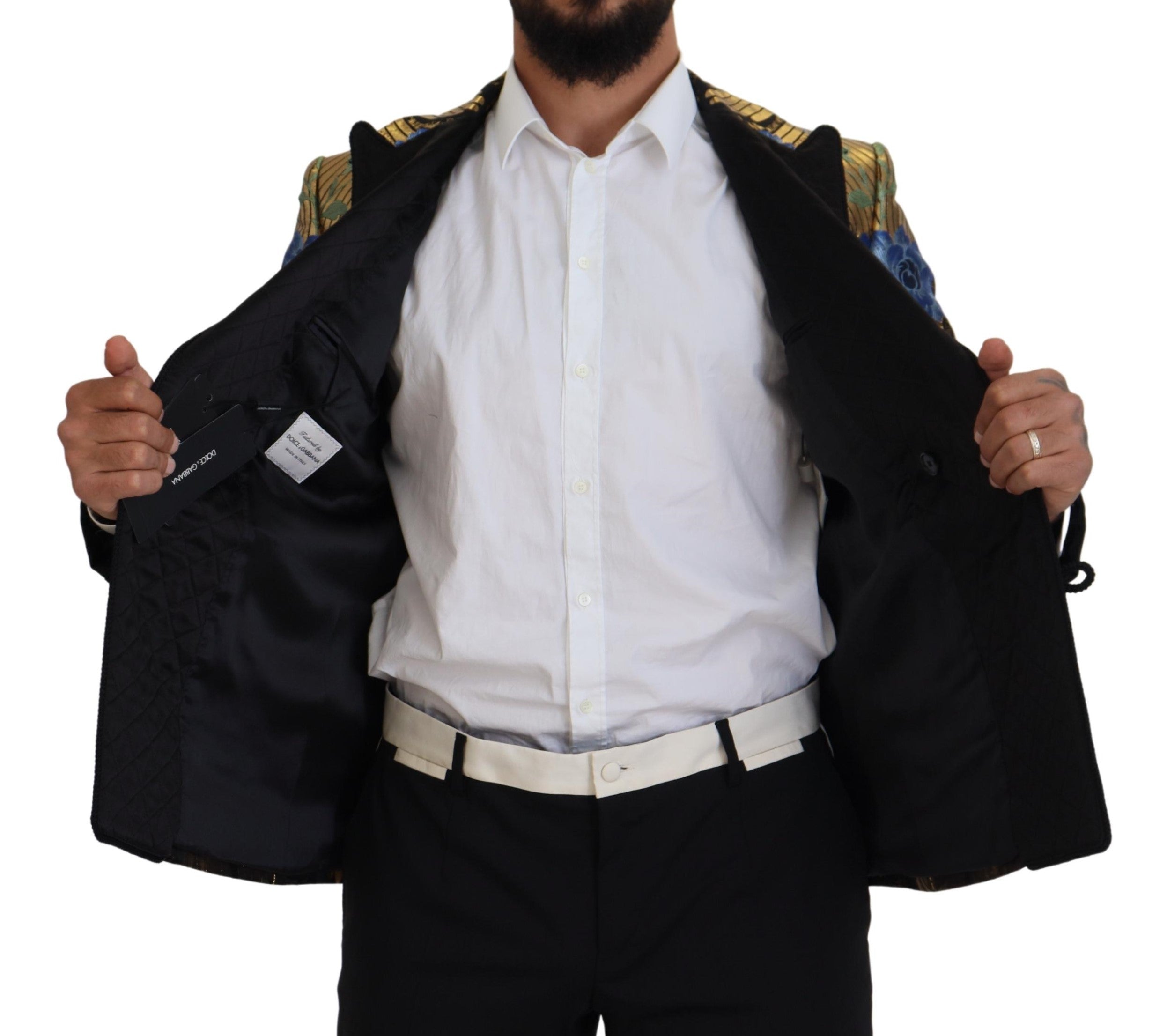 Dolce & Gabbana Gold Lurex Zweireiher Jacke Blazer-5