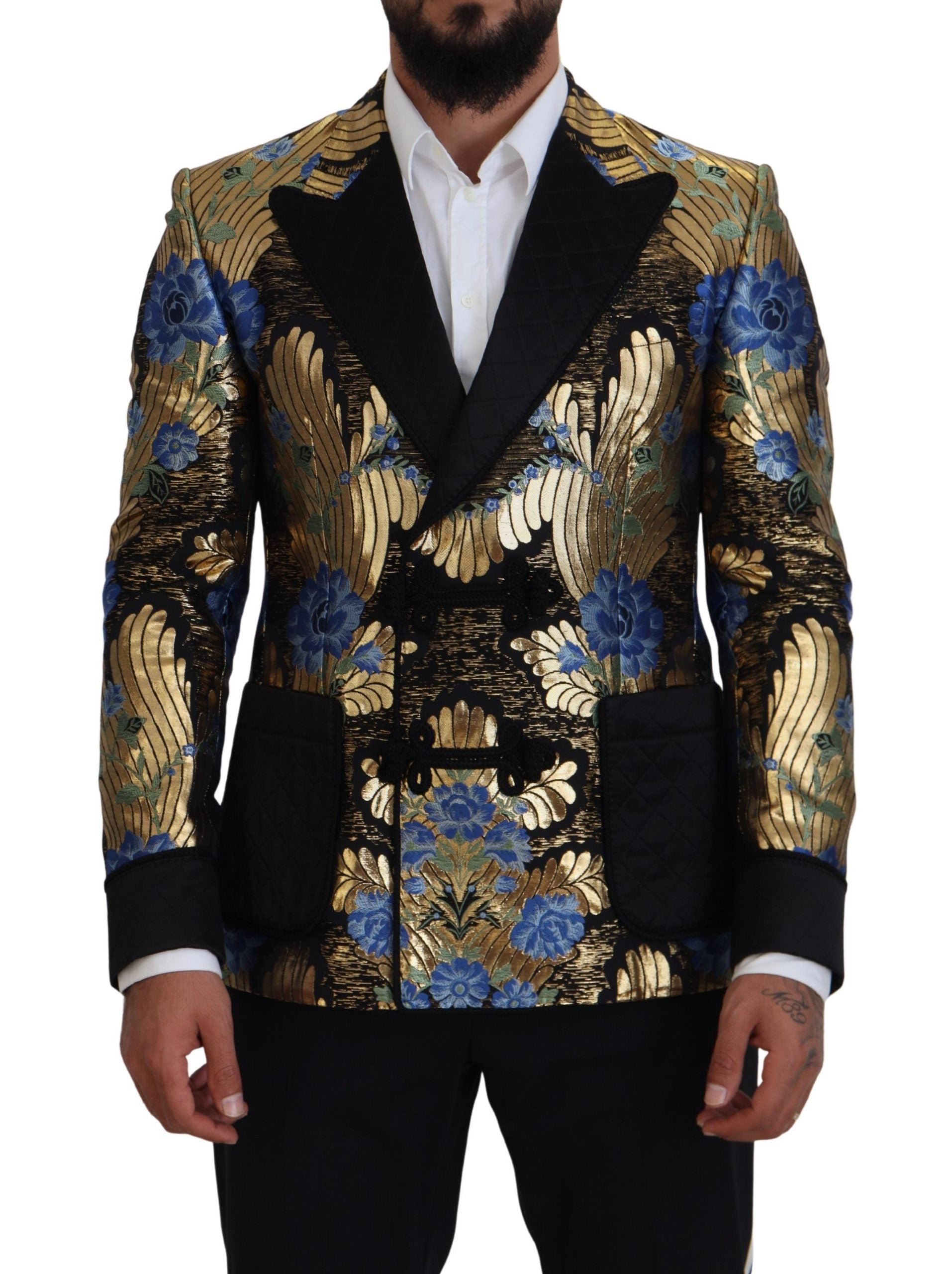 Dolce & Gabbana Gold Lurex Zweireiher Jacke Blazer-6