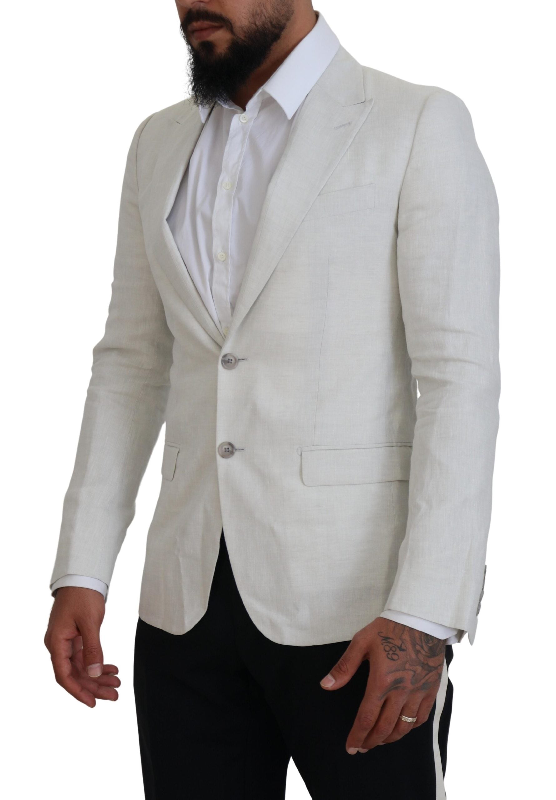 Chaqueta Blazer de lino blanco de corte entallado de Dolce & Gabbana-2