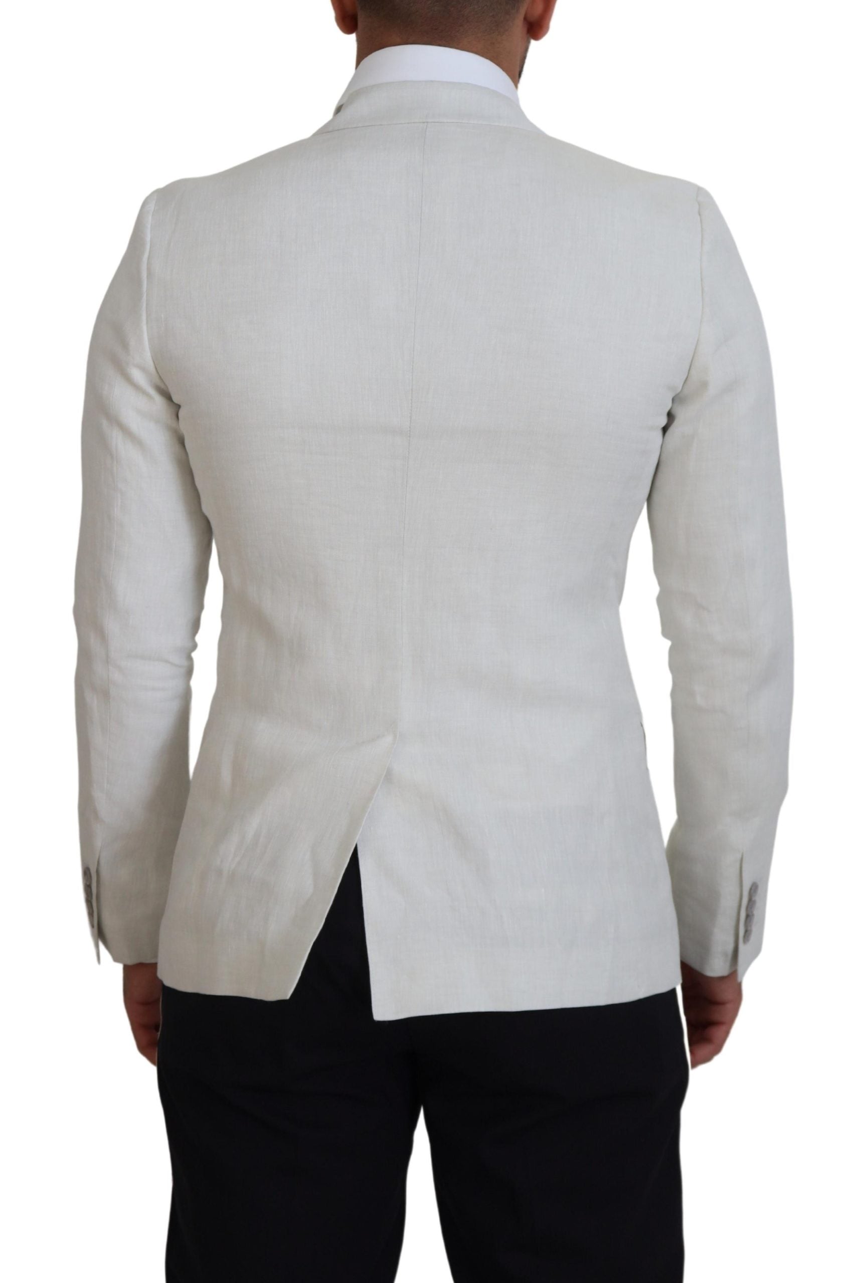 Chaqueta Blazer de lino blanco de corte entallado de Dolce & Gabbana-3