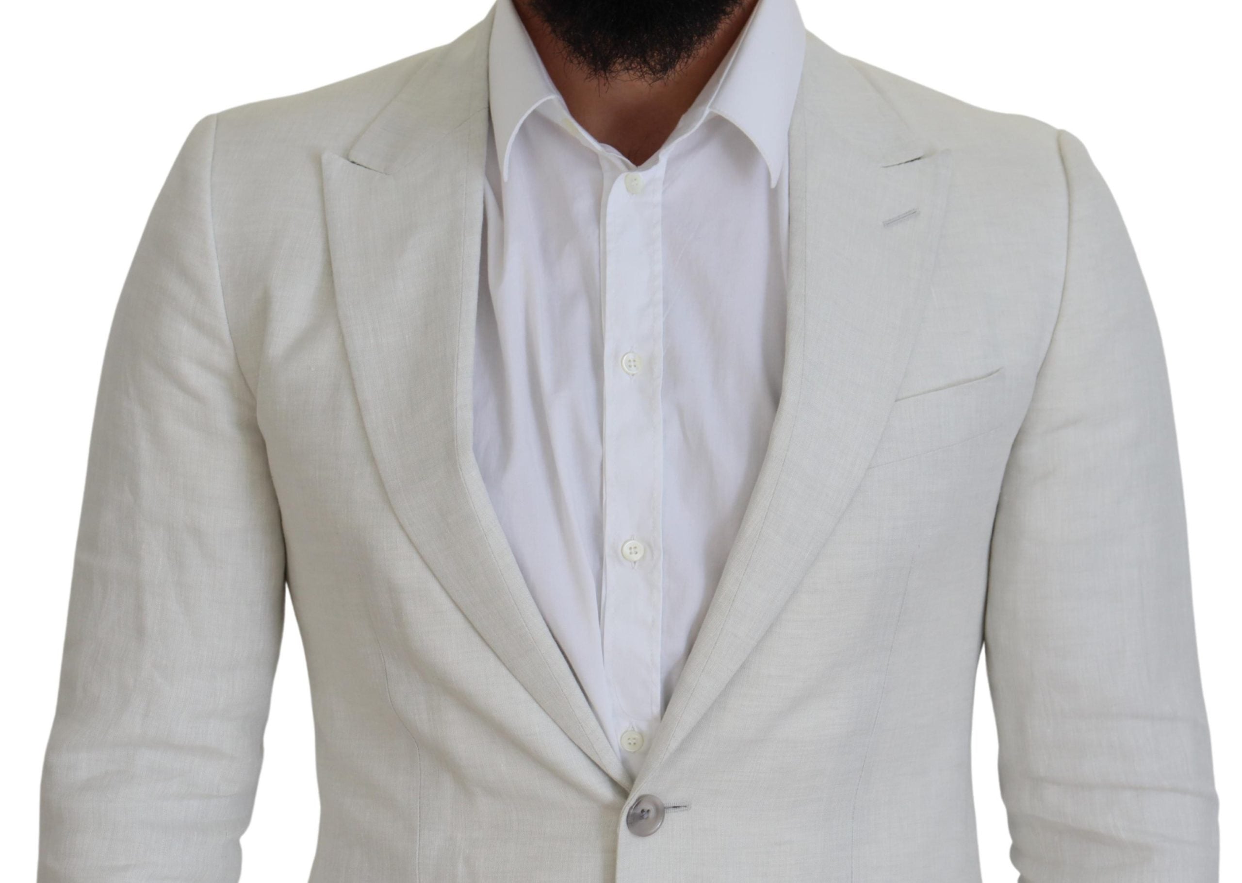 Chaqueta Blazer de lino blanco de corte entallado de Dolce & Gabbana-4