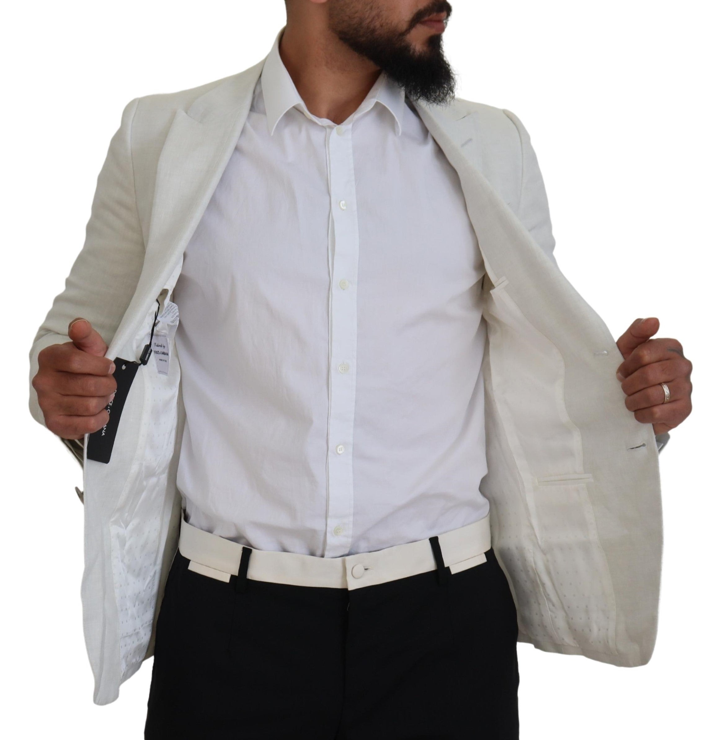 Chaqueta Blazer de lino blanco de corte entallado de Dolce & Gabbana-5