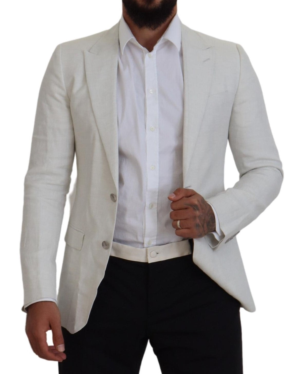 Chaqueta Blazer de lino blanco de corte entallado de Dolce & Gabbana-6