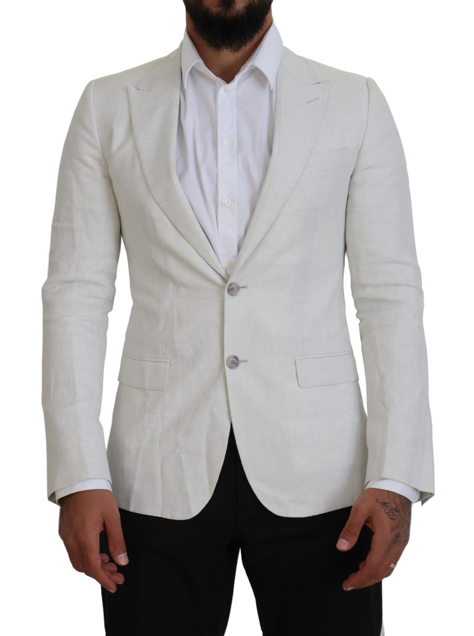Chaqueta Blazer de lino blanco de corte entallado de Dolce & Gabbana-1