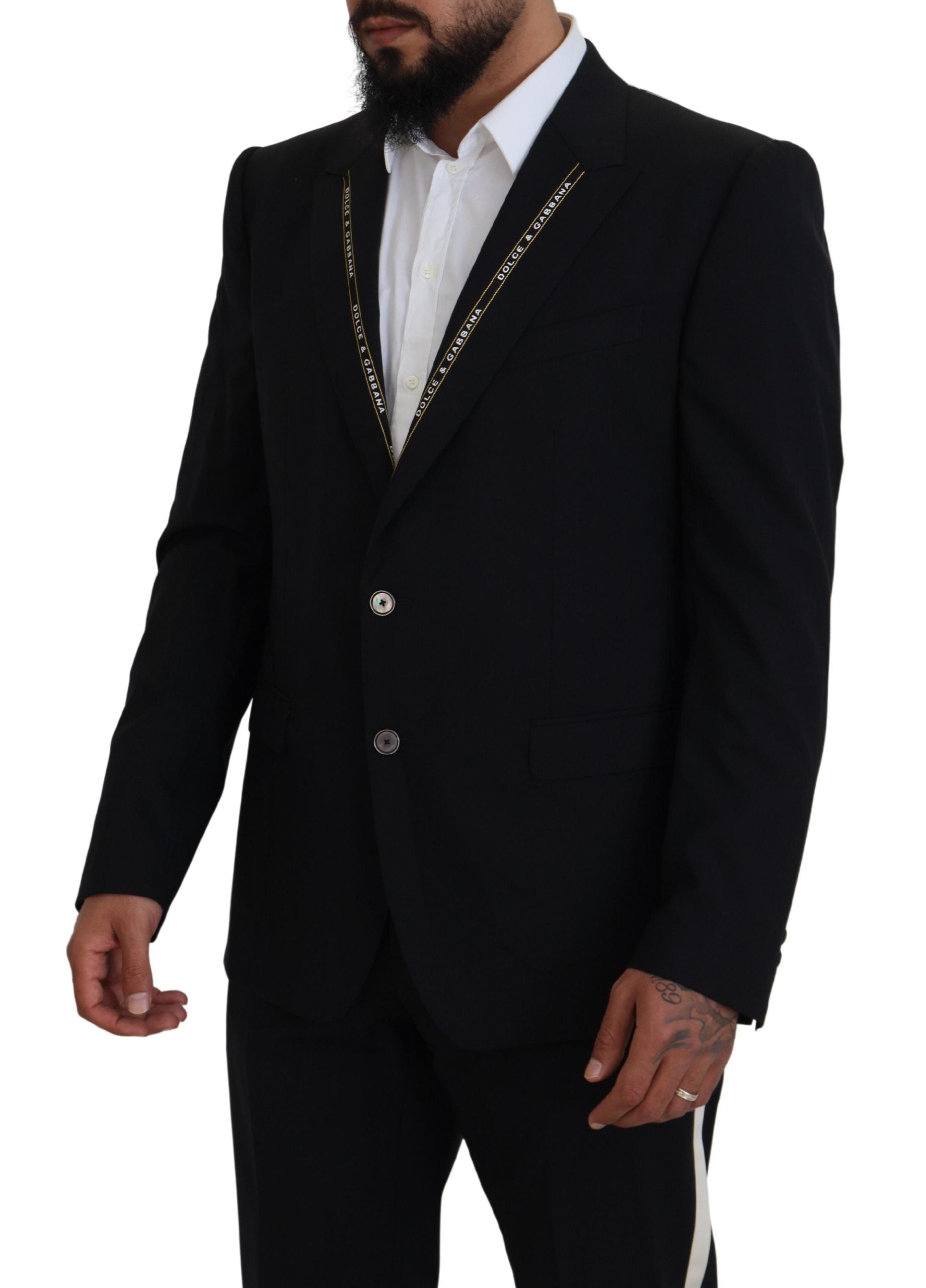 Dolce & Gabbana Black Wool Stretch Slim Fit Jacket Blazer-2