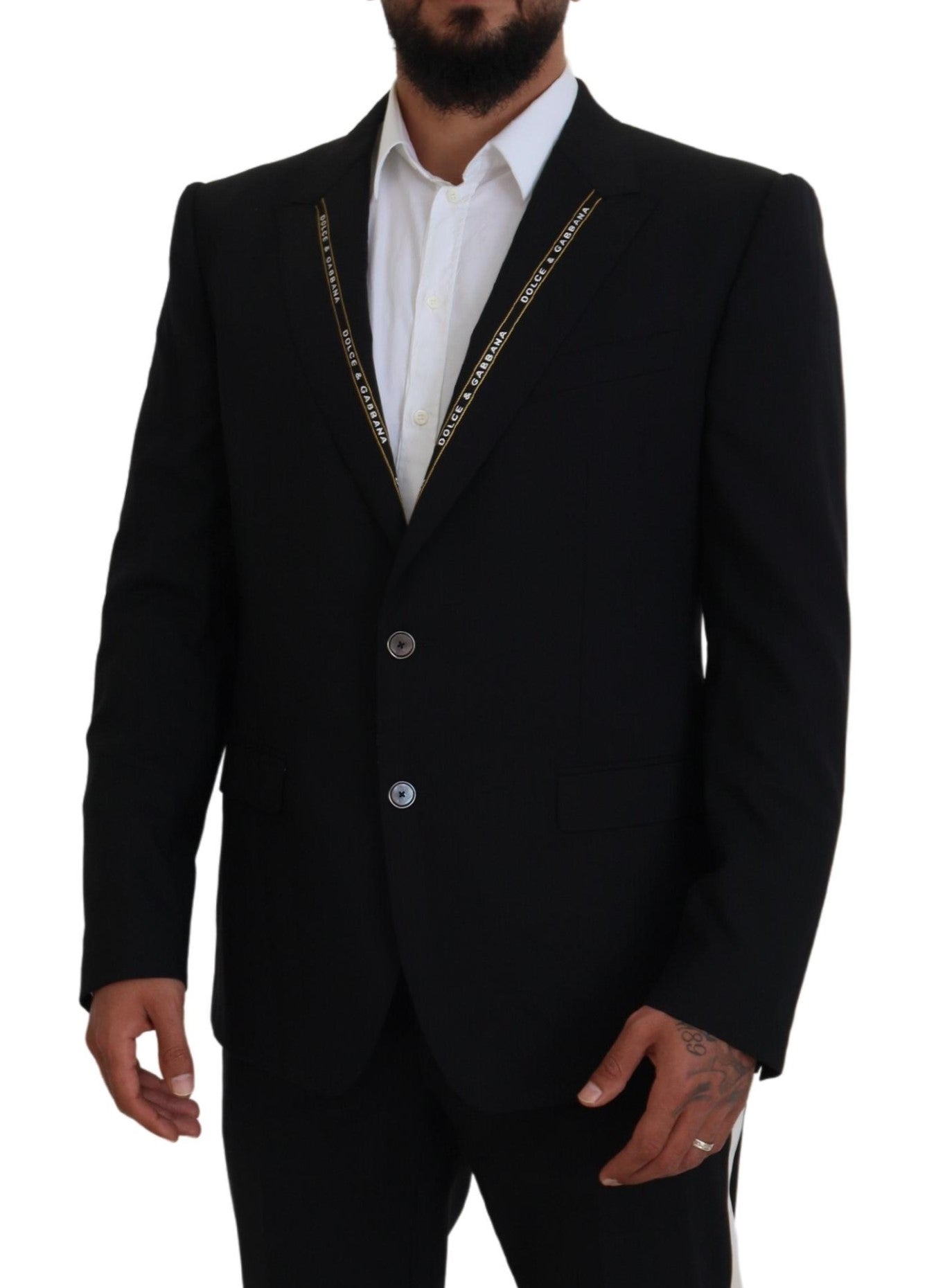 Dolce & Gabbana Black Wool Stretch Slim Fit Jacket Blazer-5