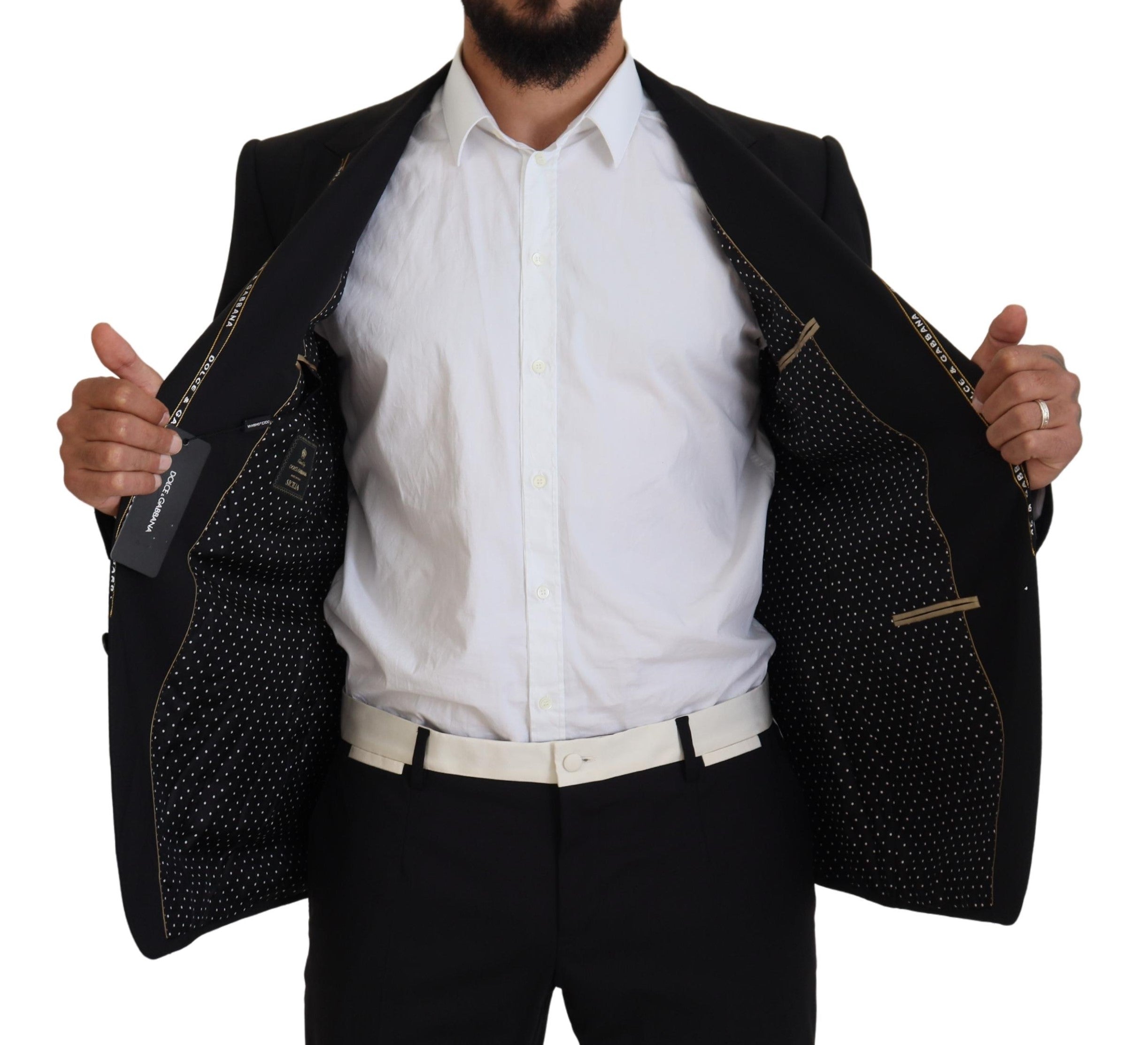 Dolce & Gabbana Black Wool Stretch Slim Fit Jacket Blazer-6